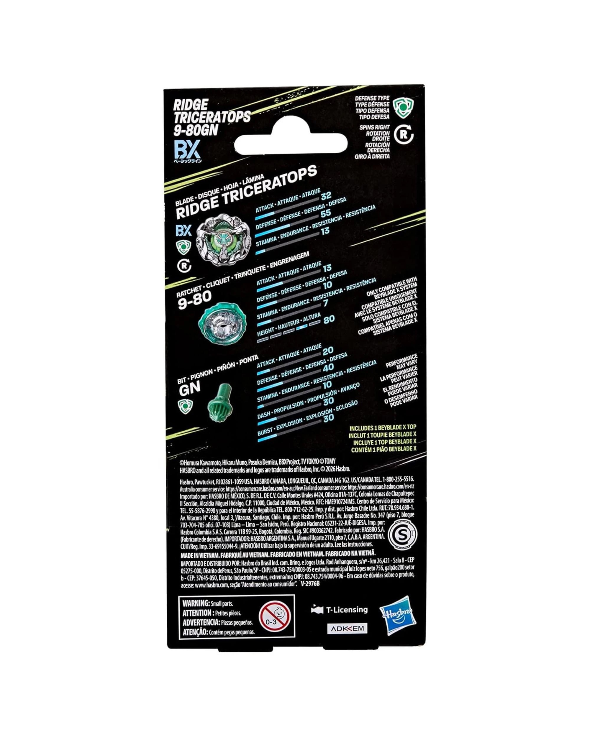 6 Beyblade X Ridge Triceratops 9-80GN BX Booster Pack, 6 of 6