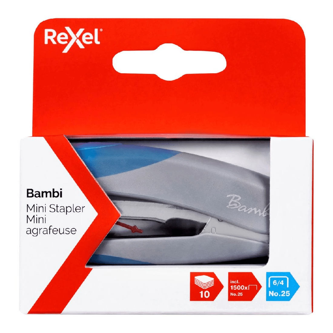 4 Rexel Bambi Mini Stapler Grey/Blue, 4 of 4