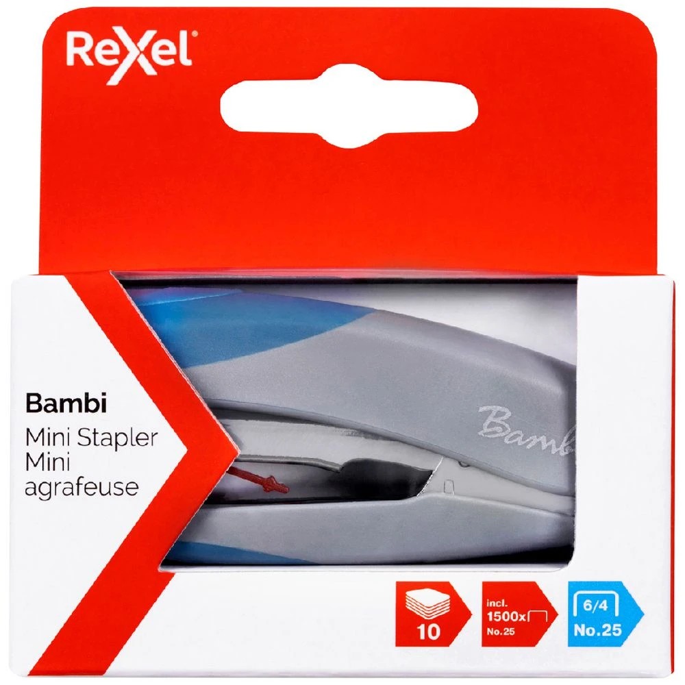 4 Rexel Bambi Mini Stapler Grey/Blue, 4 of 4