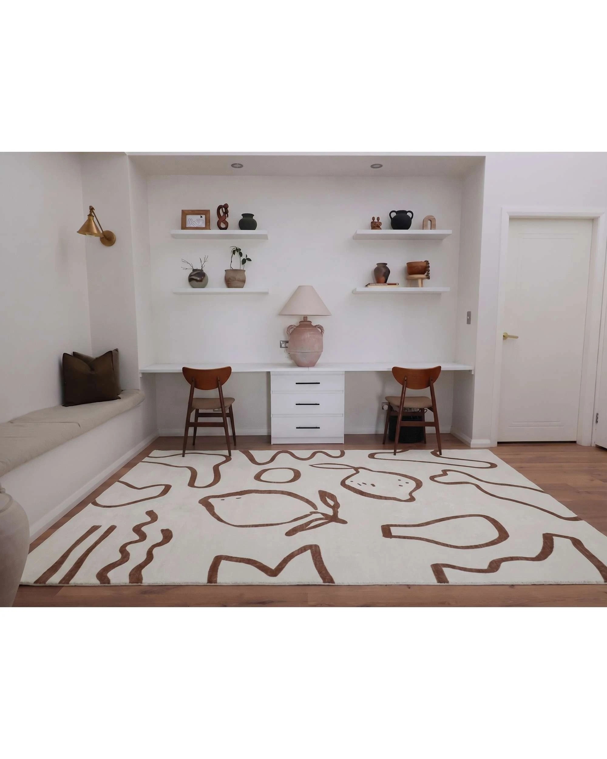 8 Loopsie Poya Hand Drawn Washable Rug-330cm x 240cm - Brown - Brown, 8 of 8
