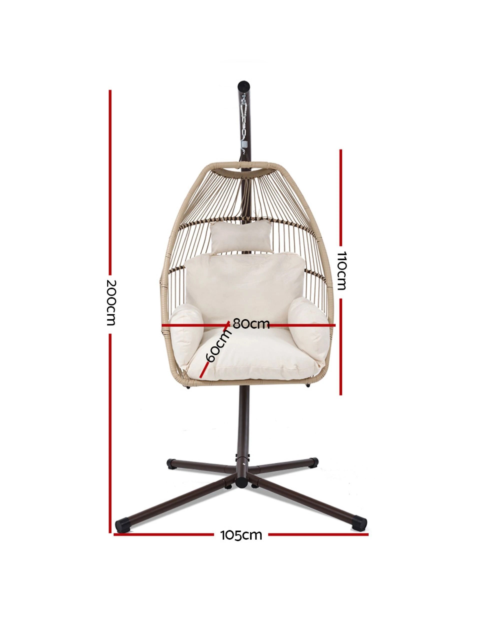 3 Gardeon Outdoor Egg Swing Chair Wicker Rope Furniture Pod Stand Cushion - Multi, 3 of 7
