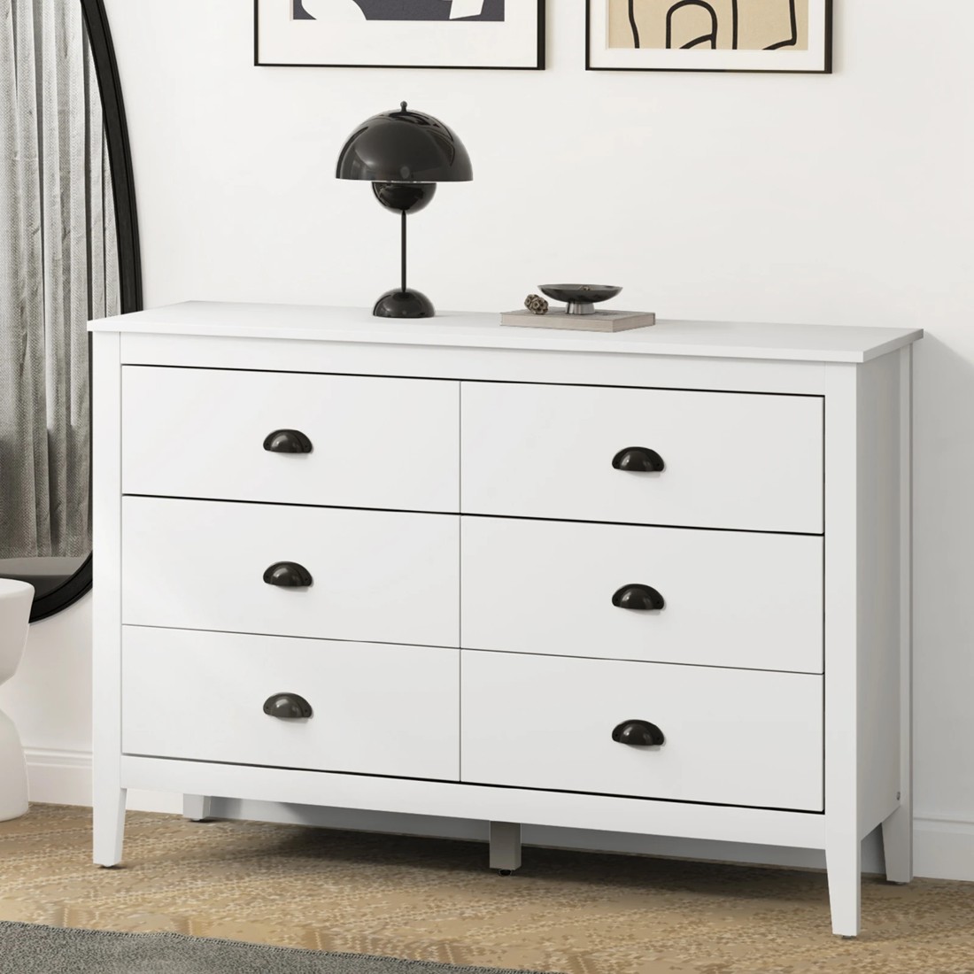 2 Oikiture 6 Chest Of Drawers Dresser Storage Cabinet Vintage
 - White, 2 of 10