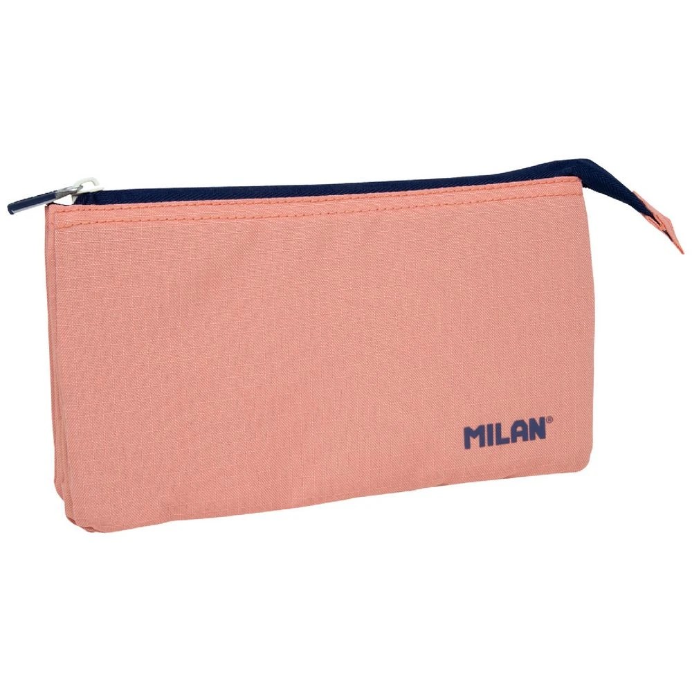 1 Milan Triple Zip Pencil Case Salmon, 1 of 3