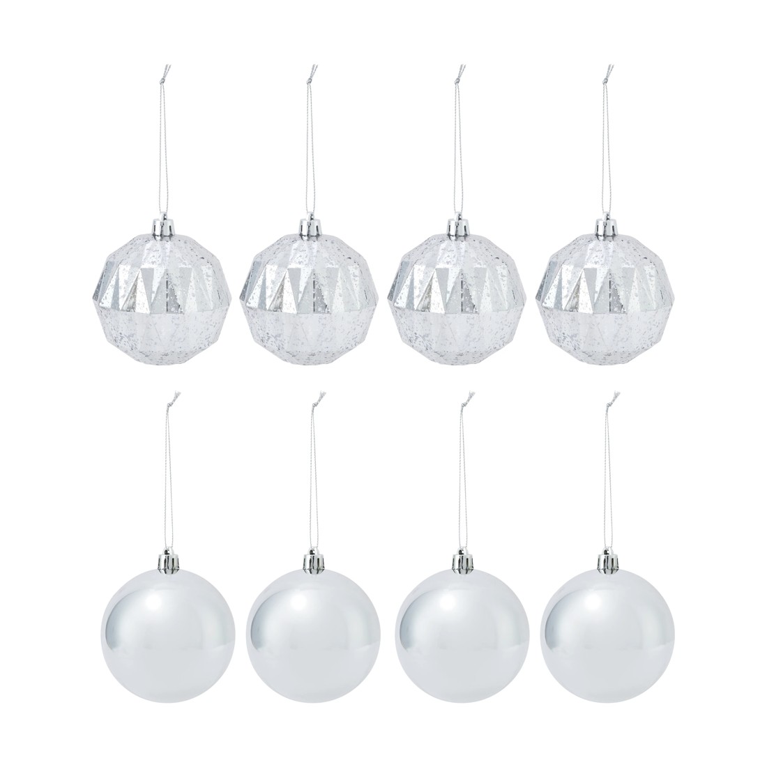 2 8 Pack 8cm Silver Baubles, 2 of 6