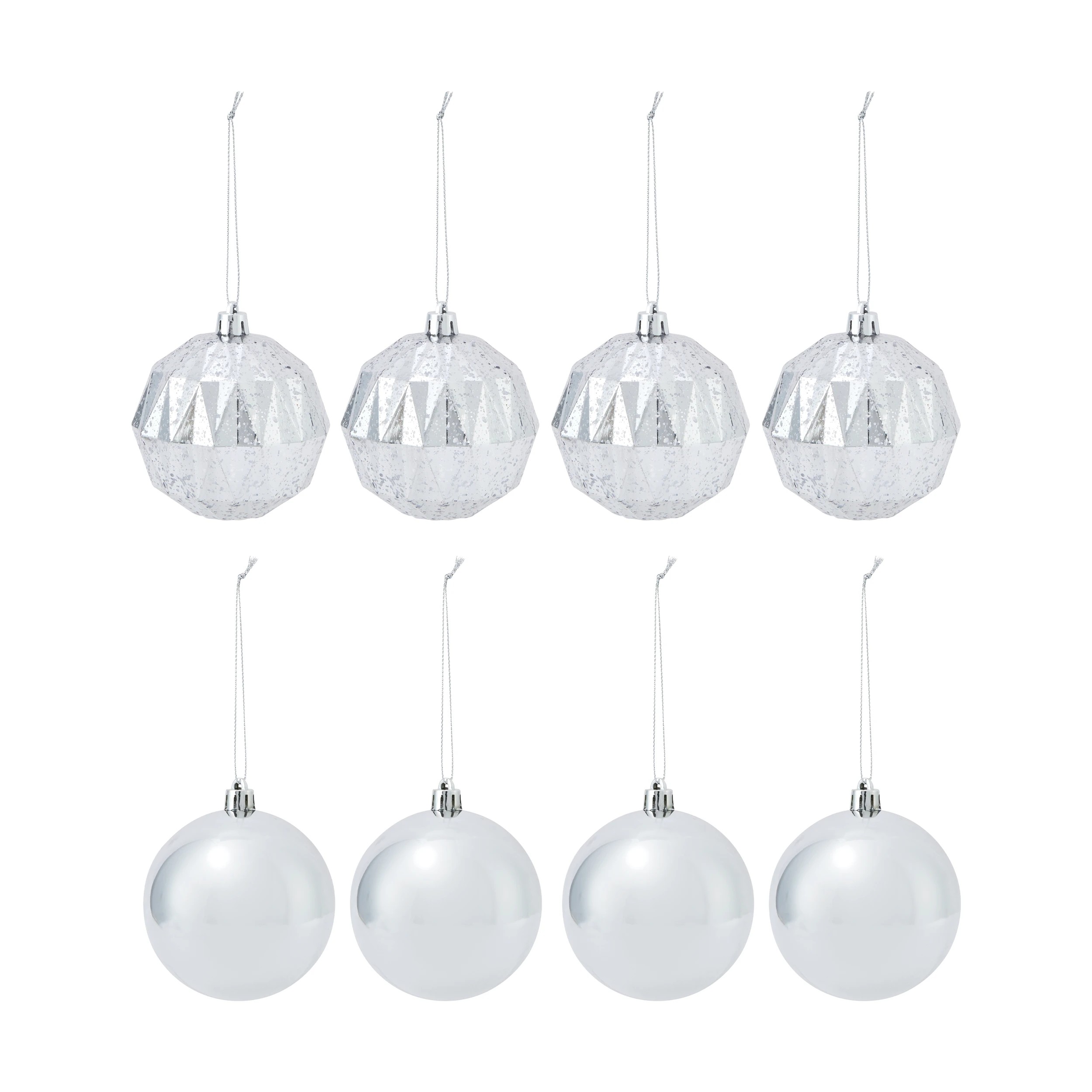 2 8 Pack 8cm Silver Look Baubles, 2 of 6