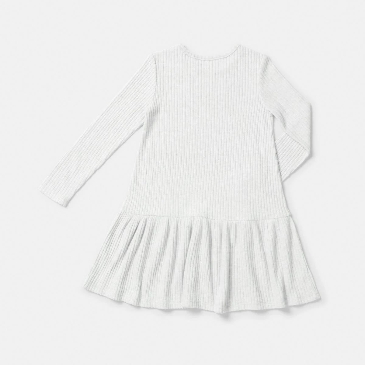 9 Long Sleeve Brushed Rib Dress Wht Marle, 9 of 9
