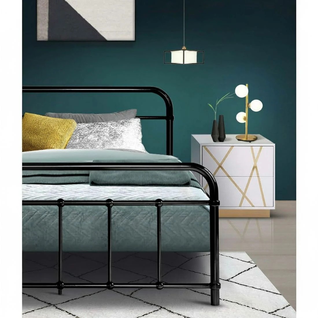 7 Artiss Bed Frame Metal Frames LEO - King Single() - Black, 7 of 7