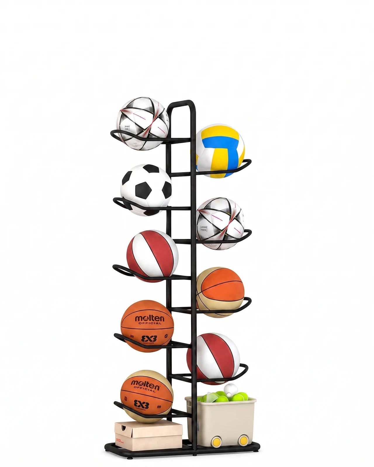 Wanderlite Basketball Soccer Storage Rack Sport Ball Organizer Ball ...
