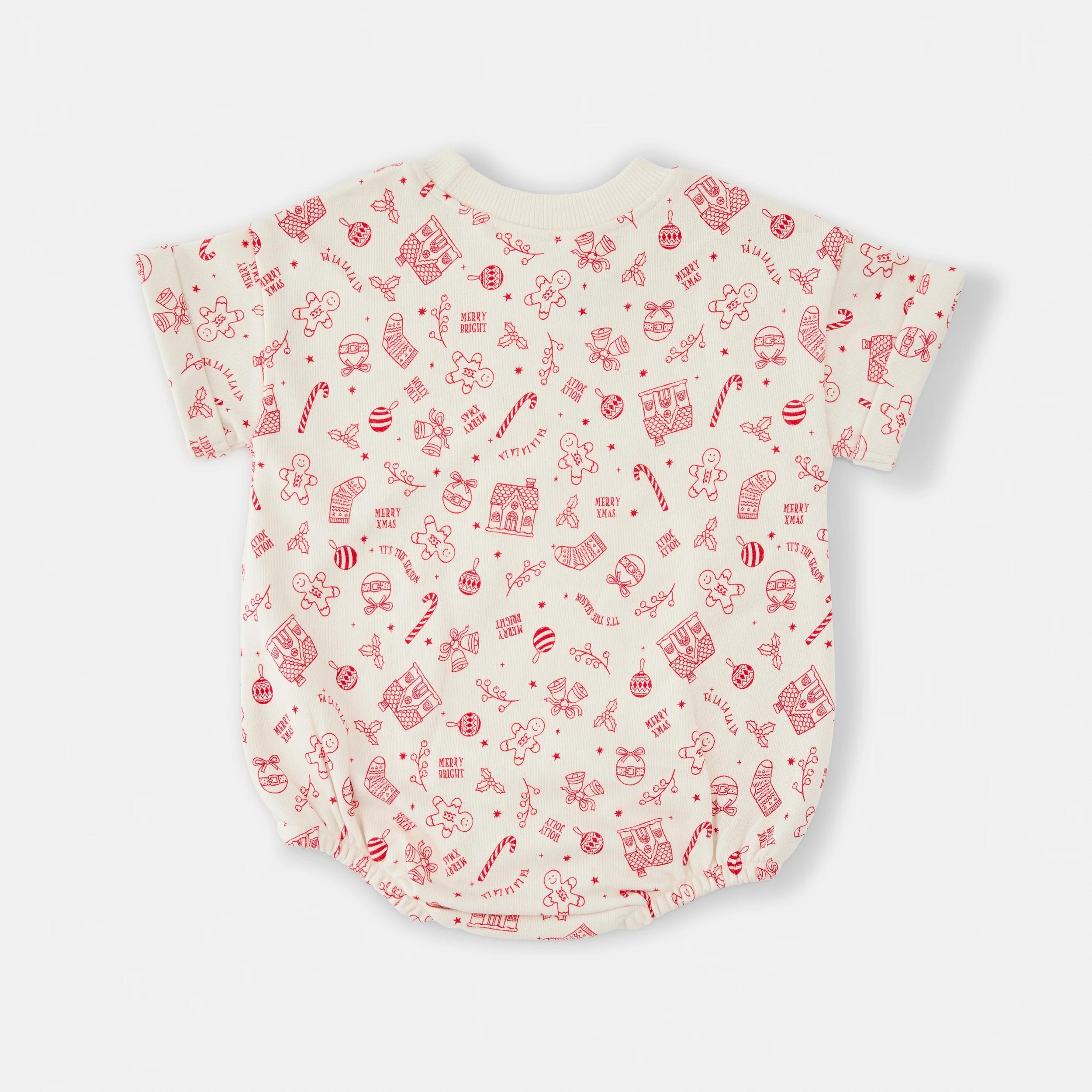 2 Christmas Short Sleeve Terry Bodysuit CHALK MERRY XMAS, 2 of 3