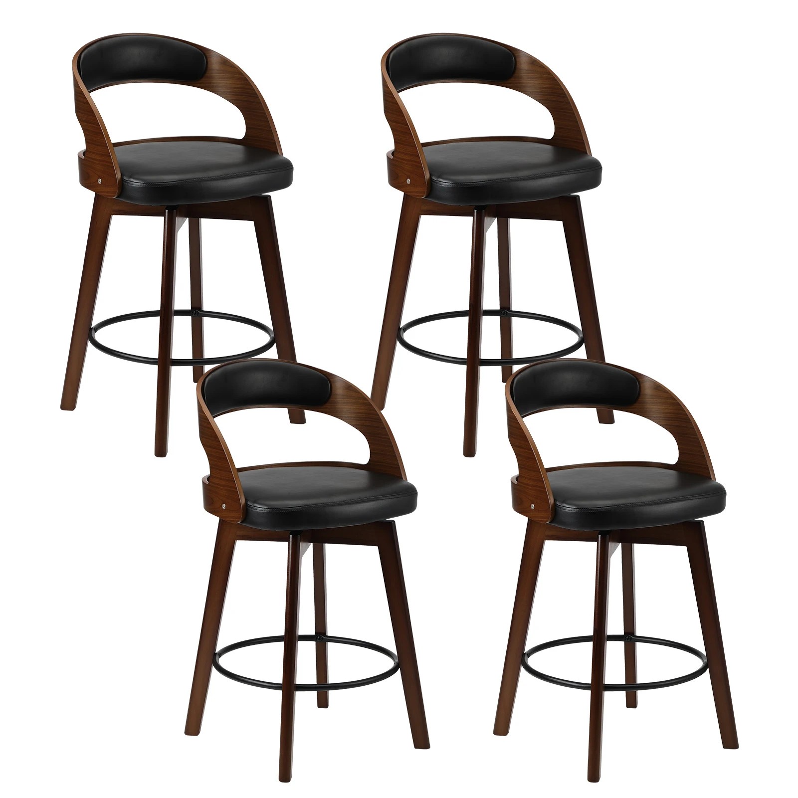 1 Oikiture 4x Bar Stools Kitchen Counter Stool Swivel Dining Chair Pu Leather
 - Black, 1 of 9