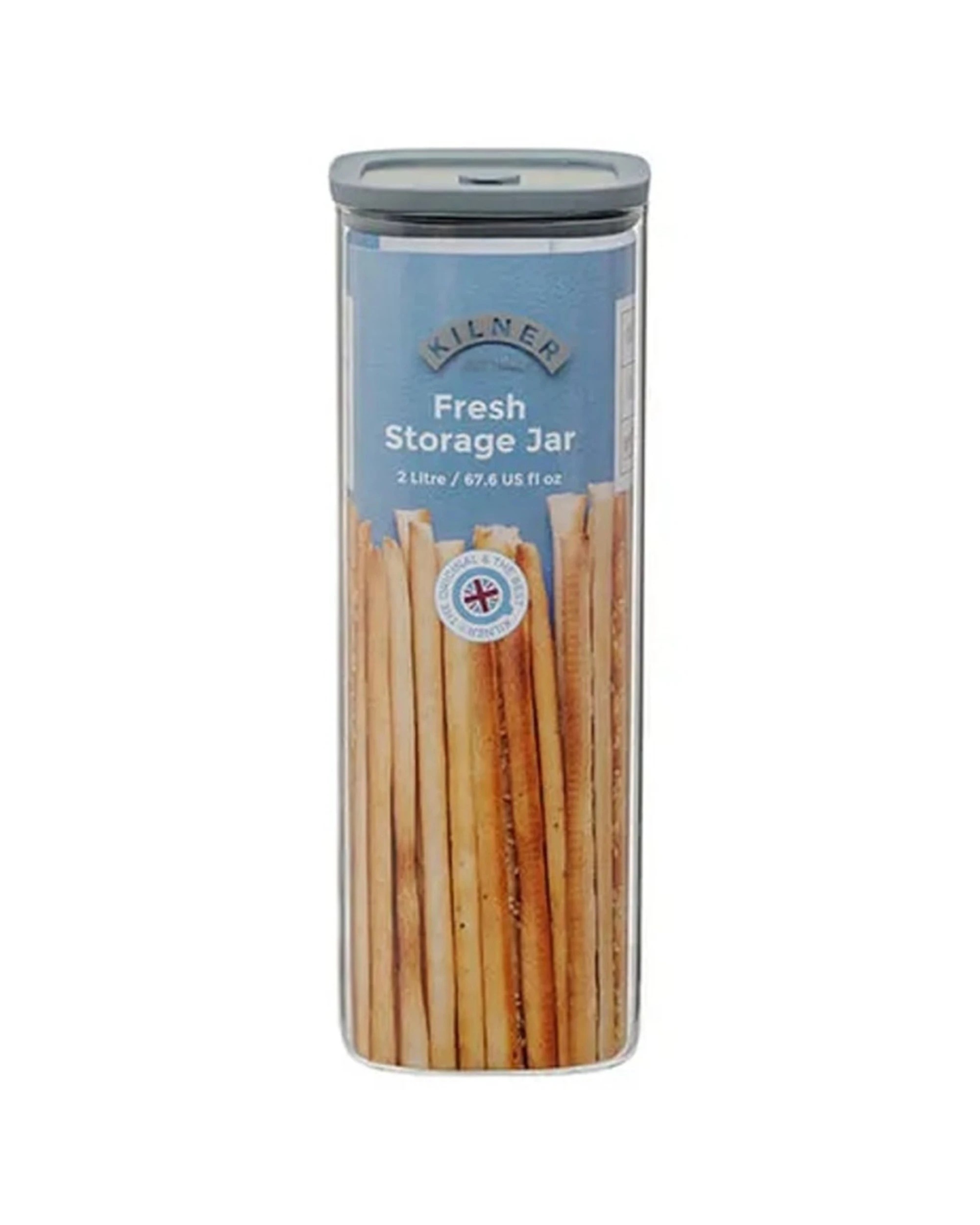 2 Kilner Fresh Storage Square Jar Container Borosilicate Glass Silicone Lid 2L - Clear, 2 of 2