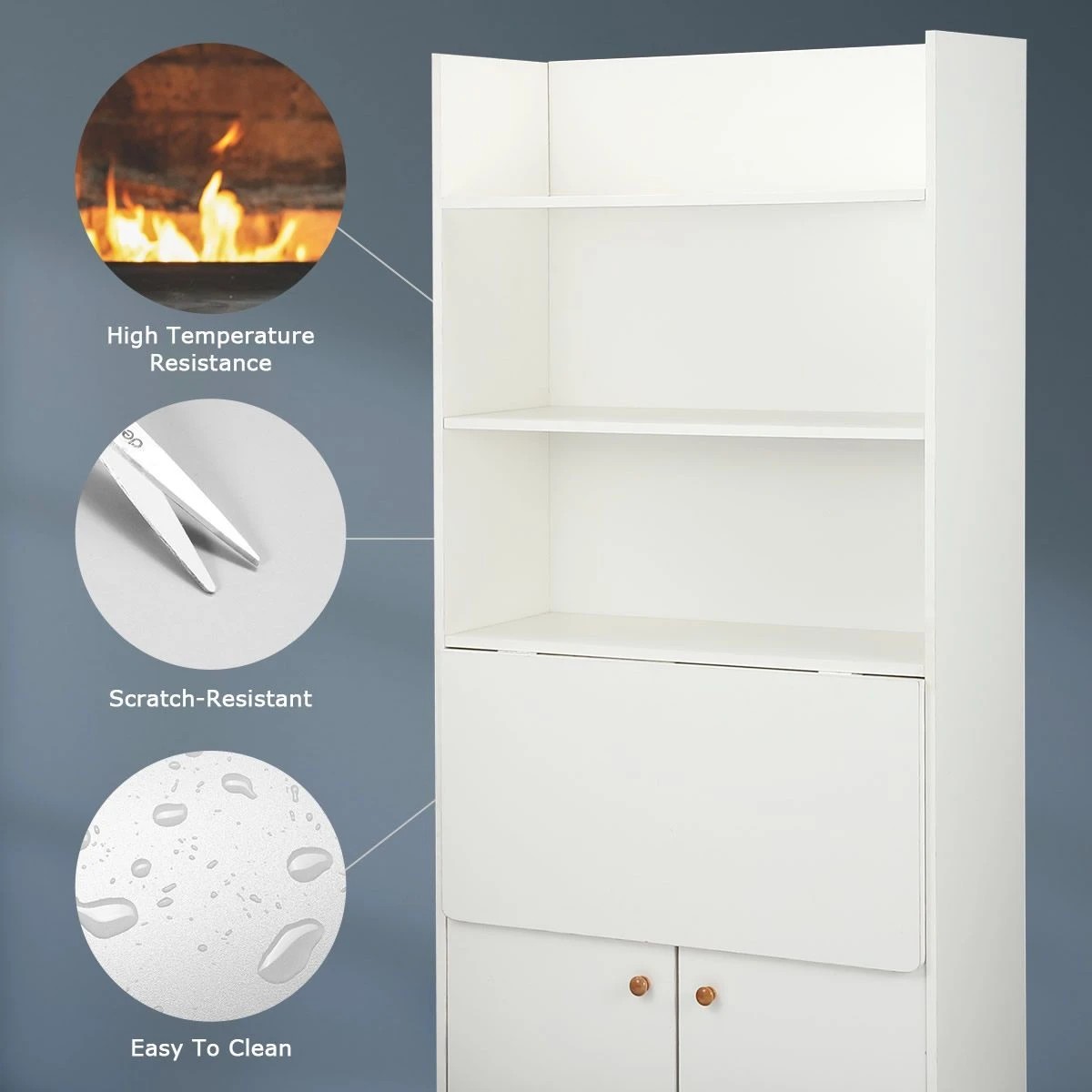 9 Ausway Wooden Modern Multifunctional Computer Desk Bookshelf Storage Organiser, 9 of 10