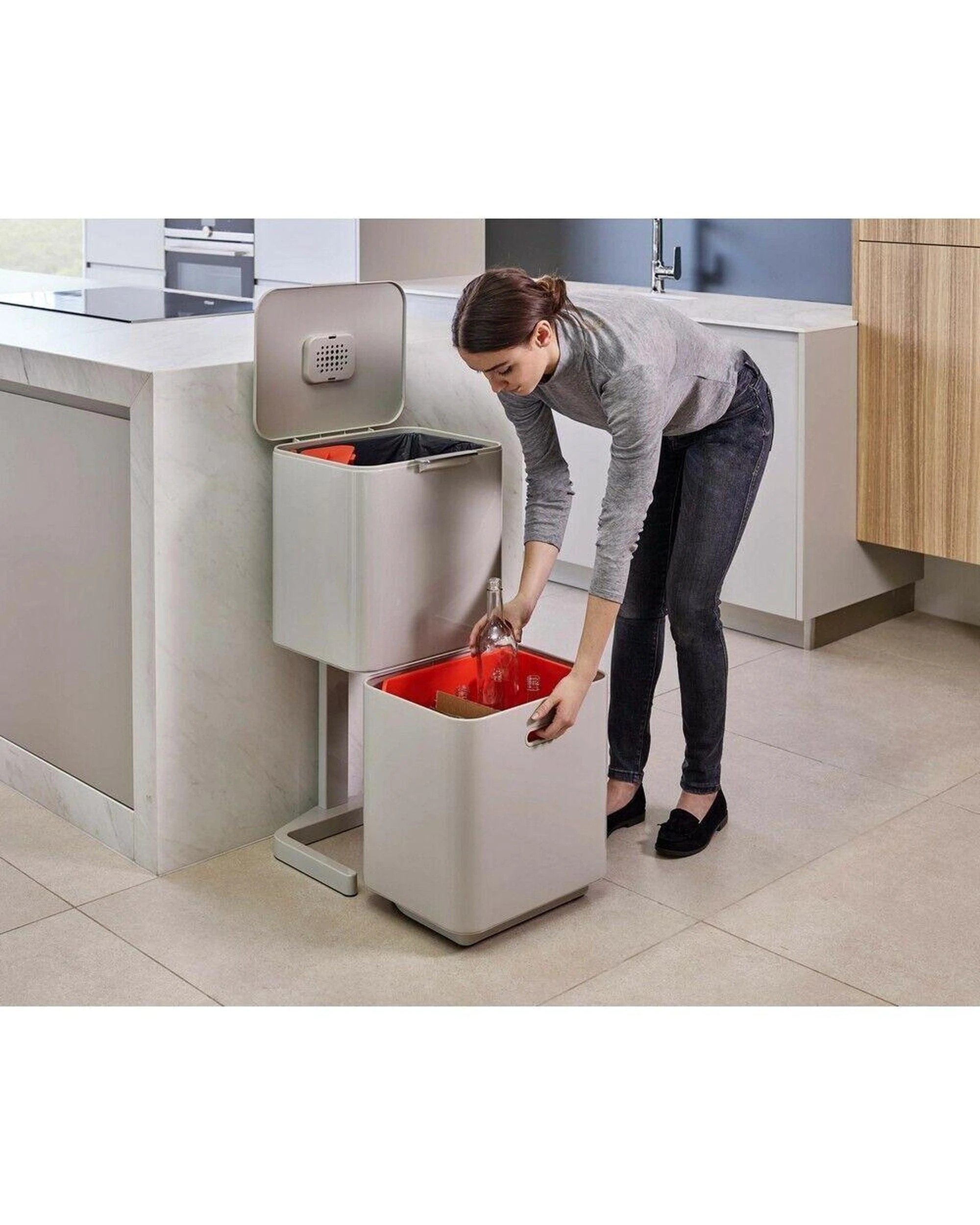 8 Joseph Joseph Totem Max Waste Separation 60L Bin Stone 30061, 8 of 10
