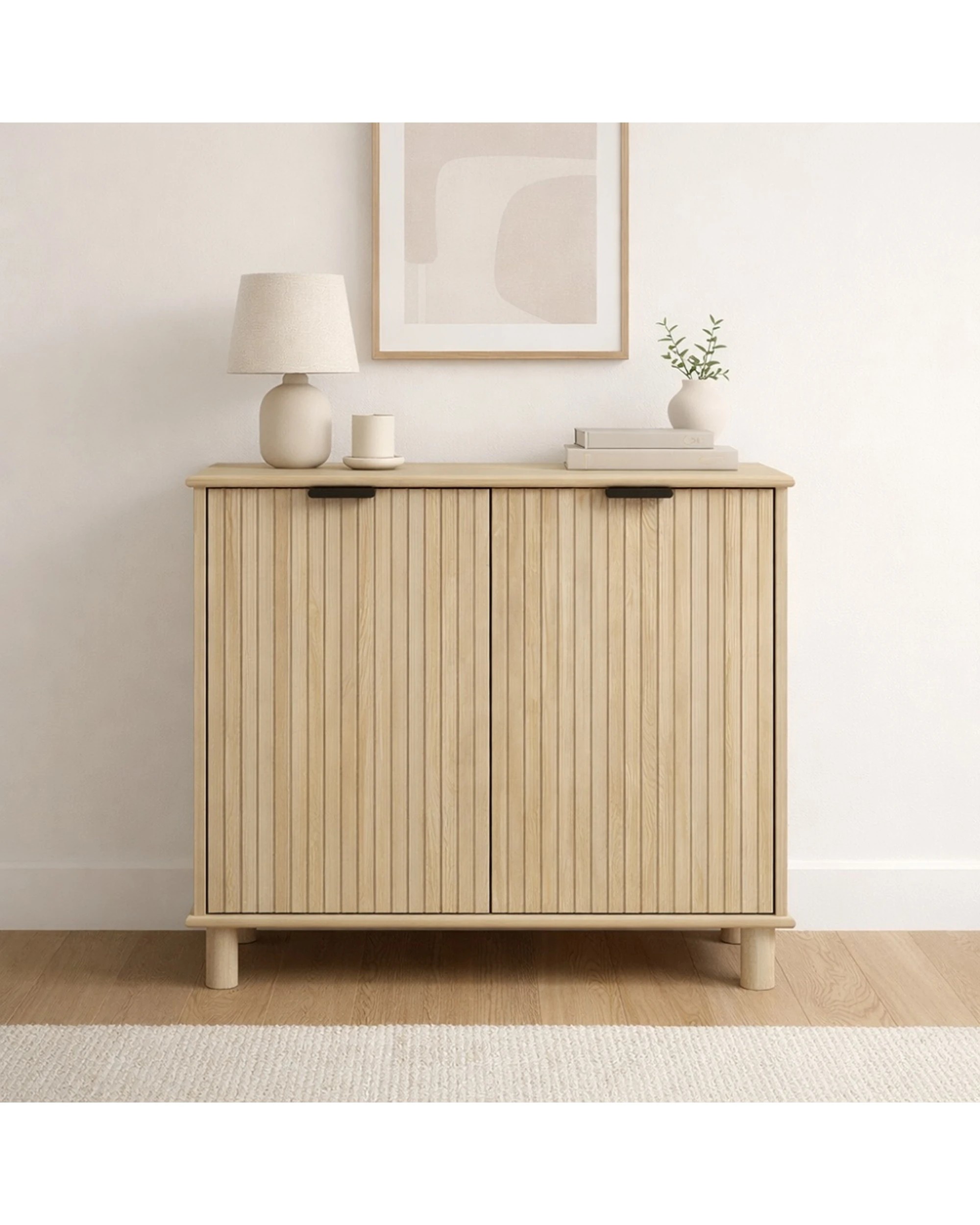 2 Alpine Bay Sorrento 2 Door Vertical Groove Sideboard Cupboard Decor Swedish Oak - Natural, 2 of 9