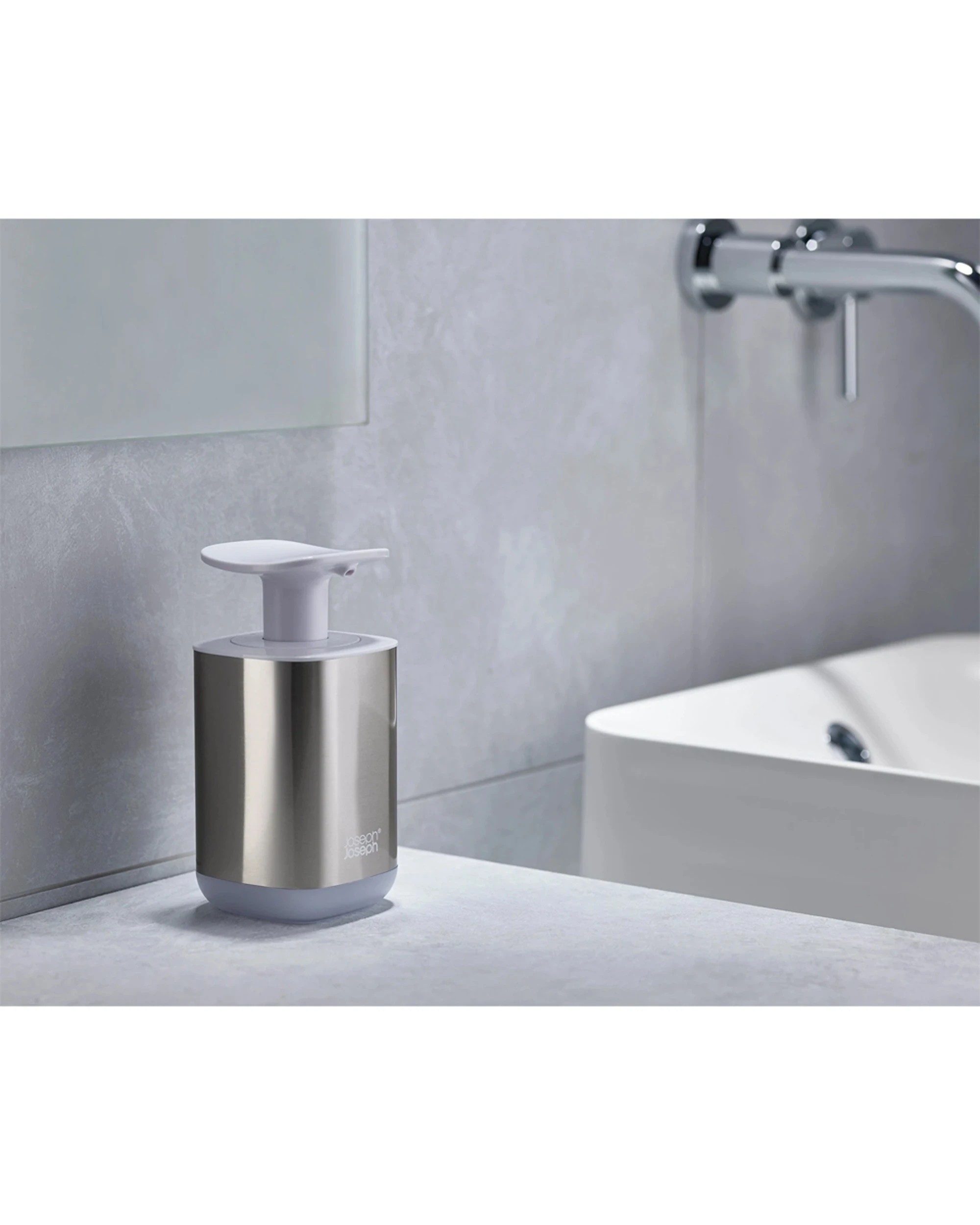 3 Joseph Joseph Presto Steel Soap Dispenser Large Easy-Push Pump - White, 3 of 4