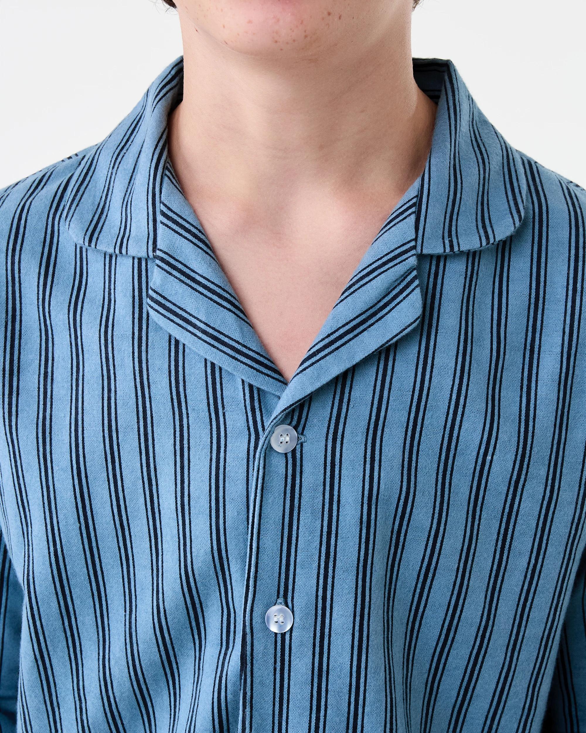 4 Flannel Pyjama Set Blu Stripe, 4 of 10