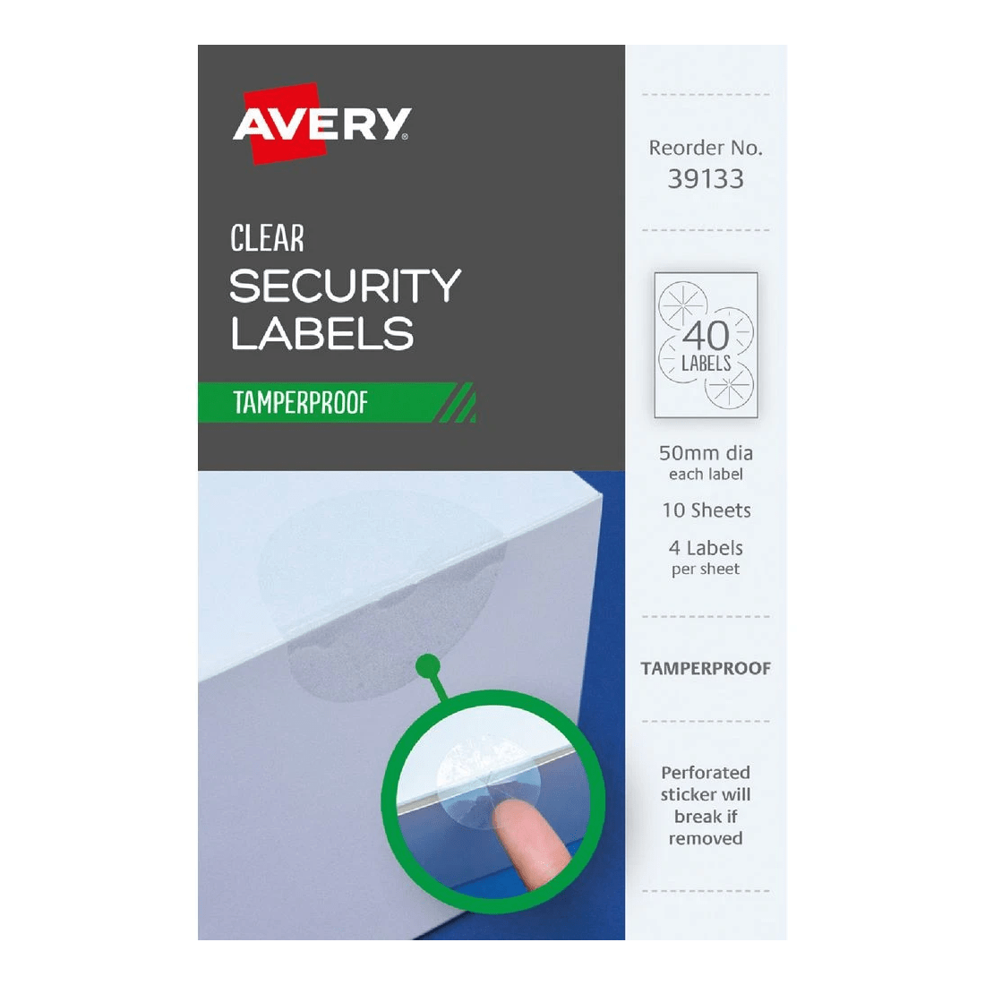 1 Avery Tamper Proof Labels 50mm 4 Sheets, 1 of 1