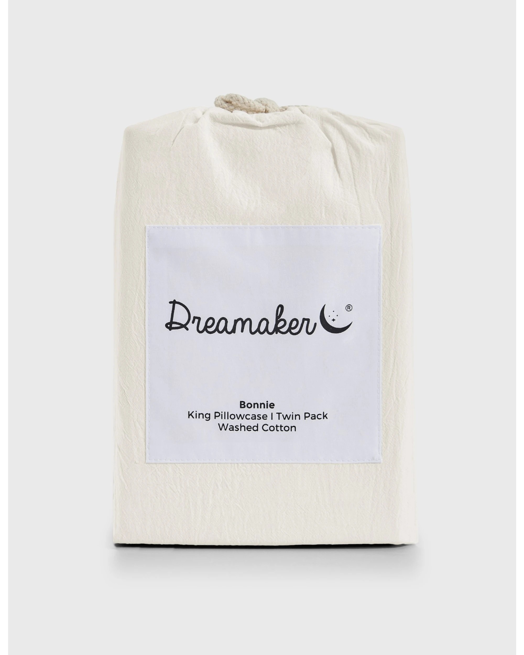6 Dreamaker Bonnie Washed Cotton King Pillowcase Twin Pack 50x90cm - White, 6 of 6
