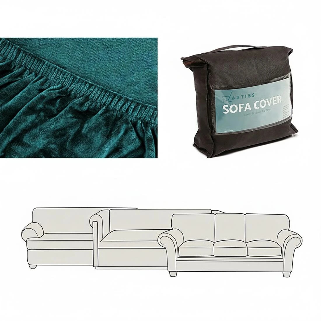 4 Artiss Sofa Cover Couch Covers 1 Seater Velvet Agate Green - Green, 4 of 5