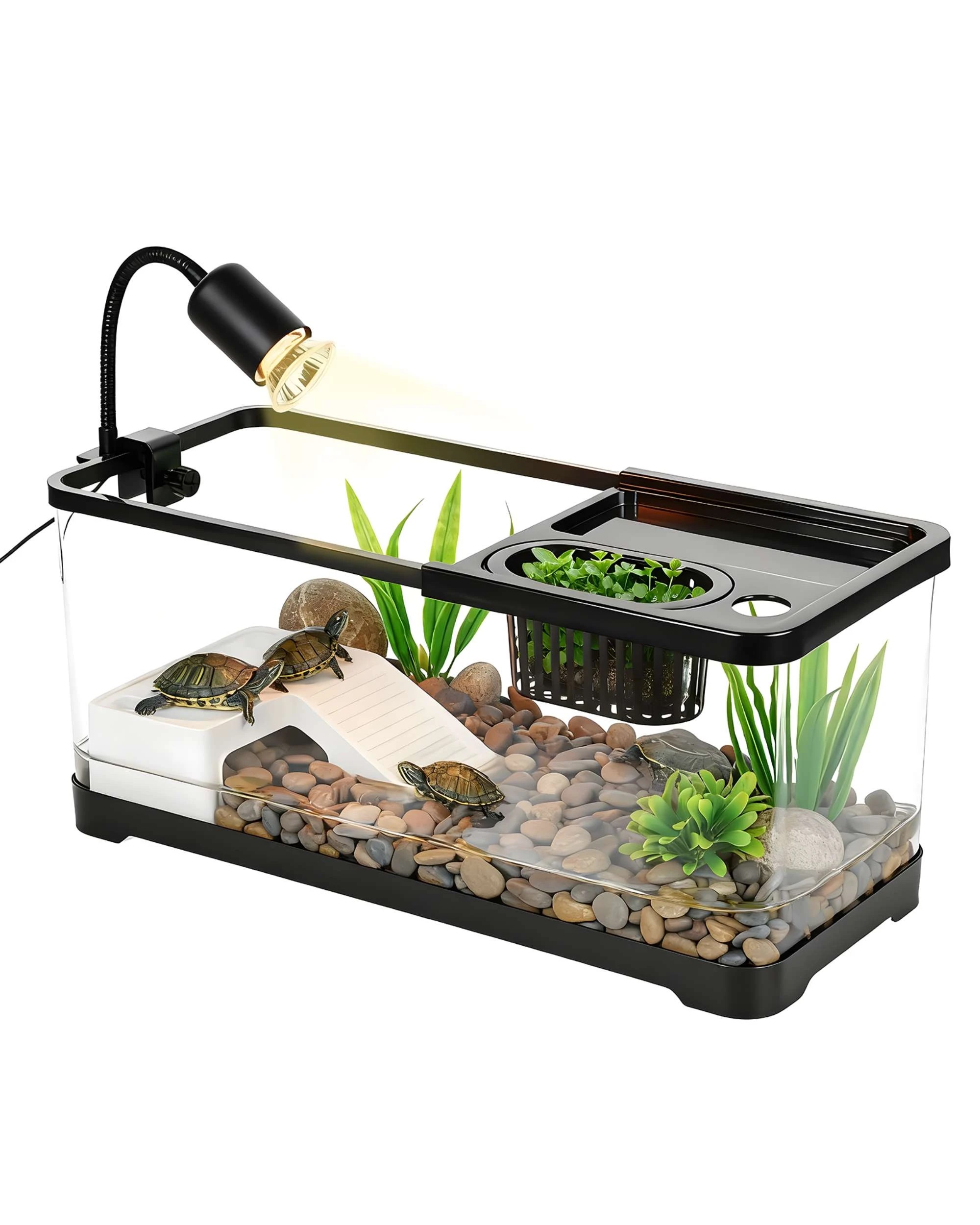 2 Advwin Turtle Tank Kit Fish Tank with Light, 2 of 8