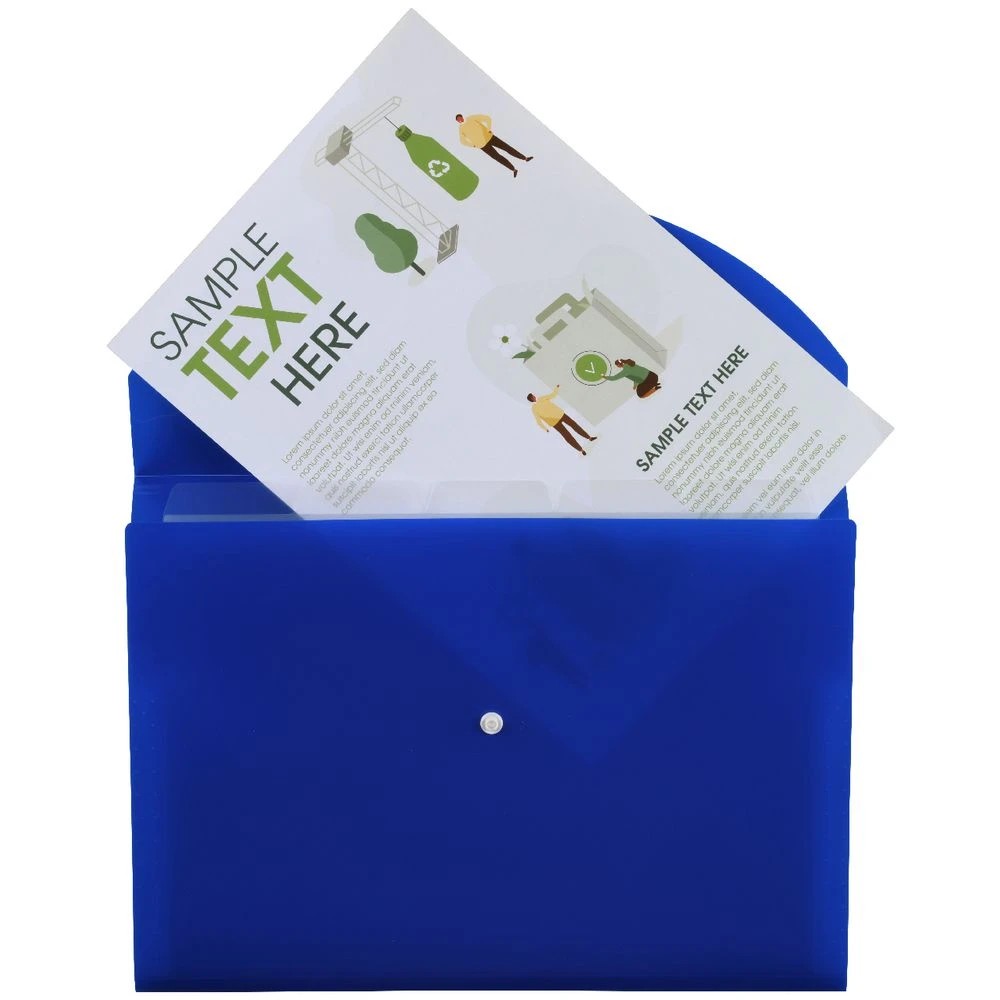 2 J.Burrows A4 Document Wallet 6 Pockets Bright Blue, 2 of 3