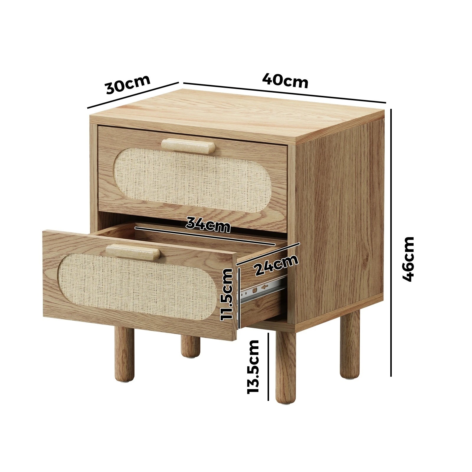 10 Oikiture Bedside Table Drawers Side End Tables Storage Nightstand
 - Natural, 10 of 10