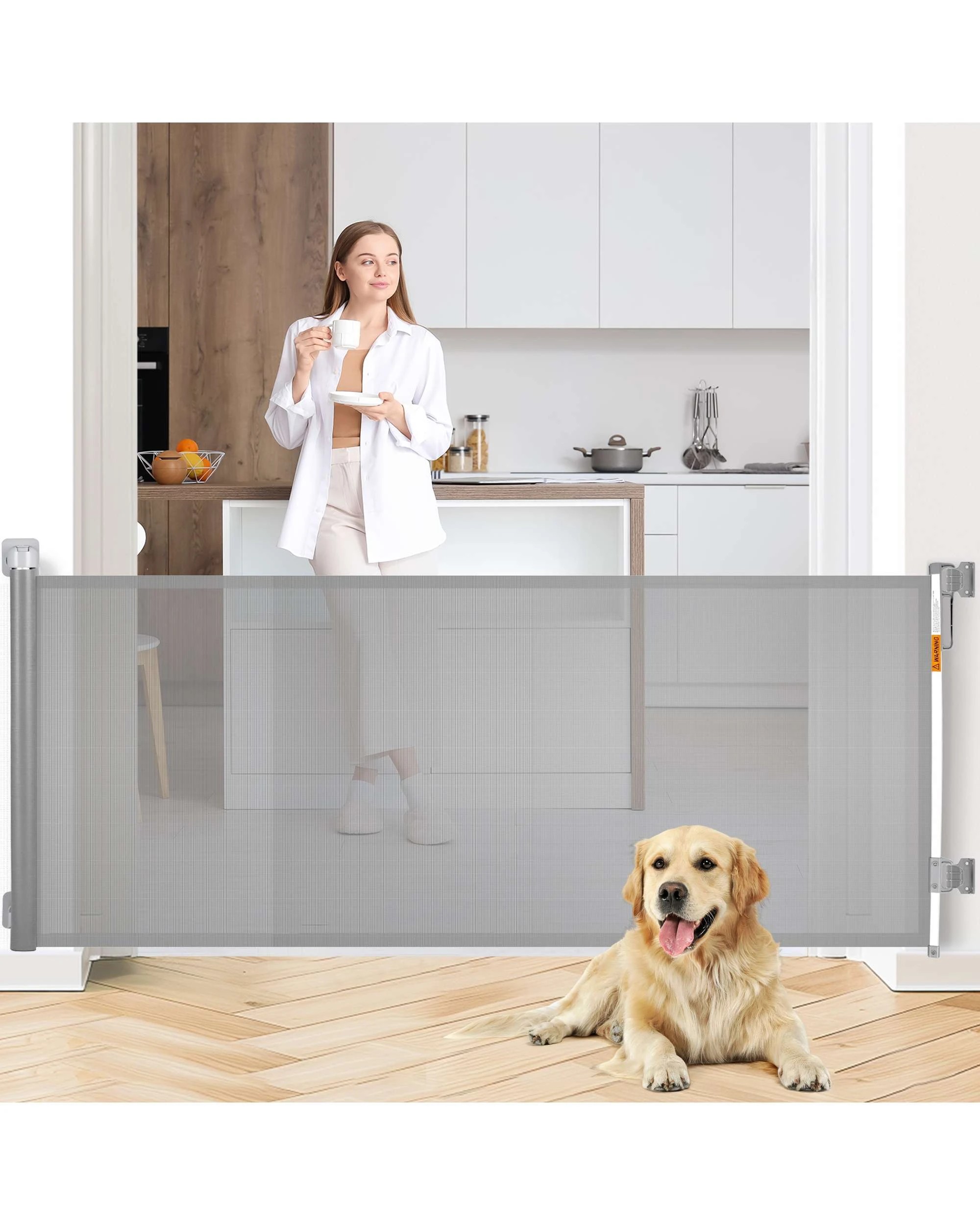 3 Advwin 3M Retractable Pet Gate Dog Cat Safety Gate, 3 of 6