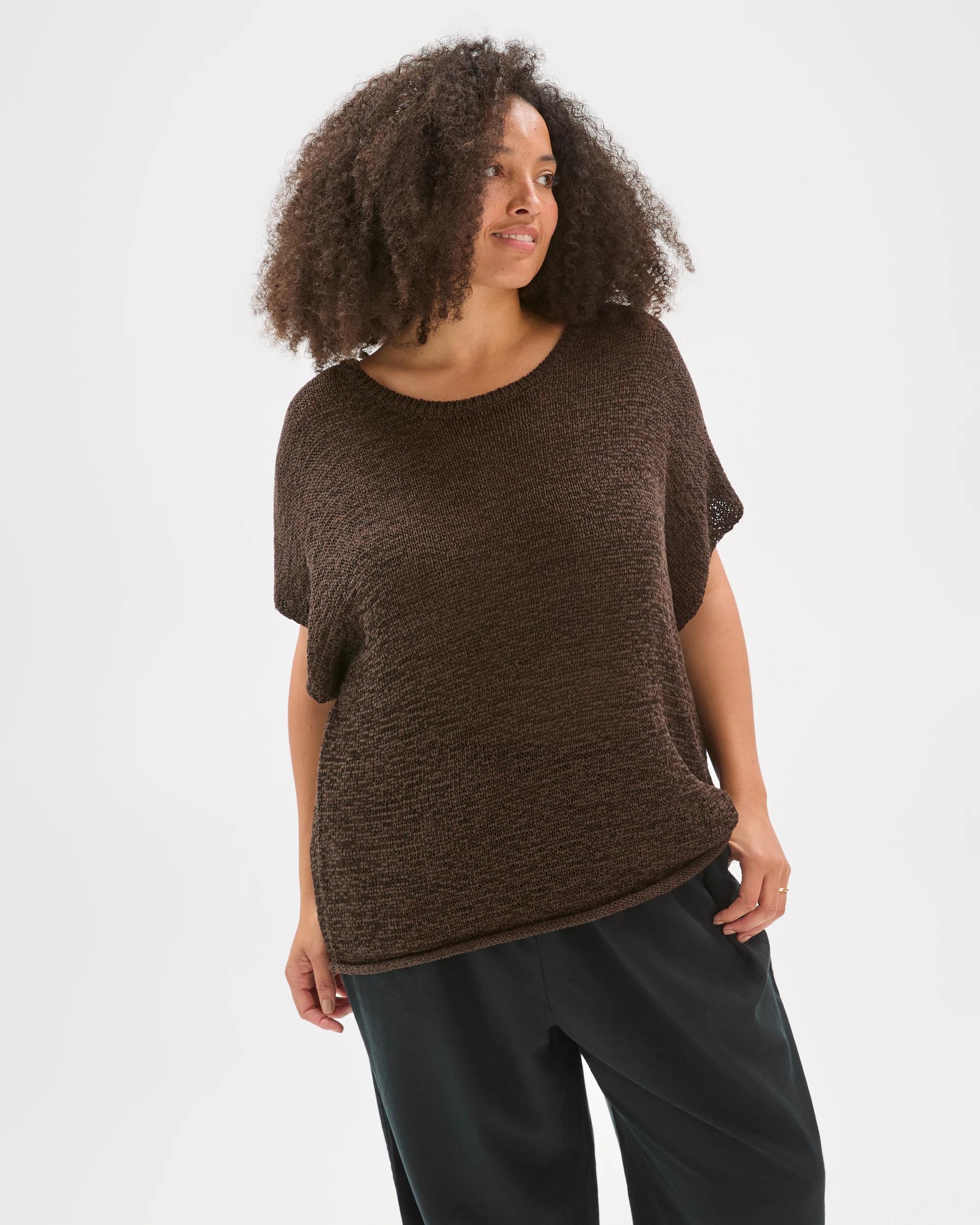 2 Target Curve Plus Size Australian Cotton Blend Tape Yarn Knit T-Shirt COFFEE BEAN, 2 of 6