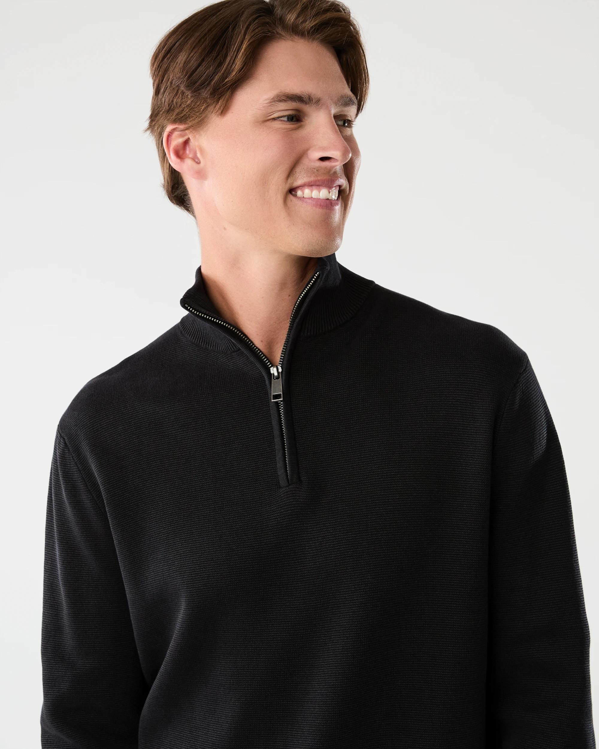 4 1/4 Zip Knit Jumper Black, 4 of 6