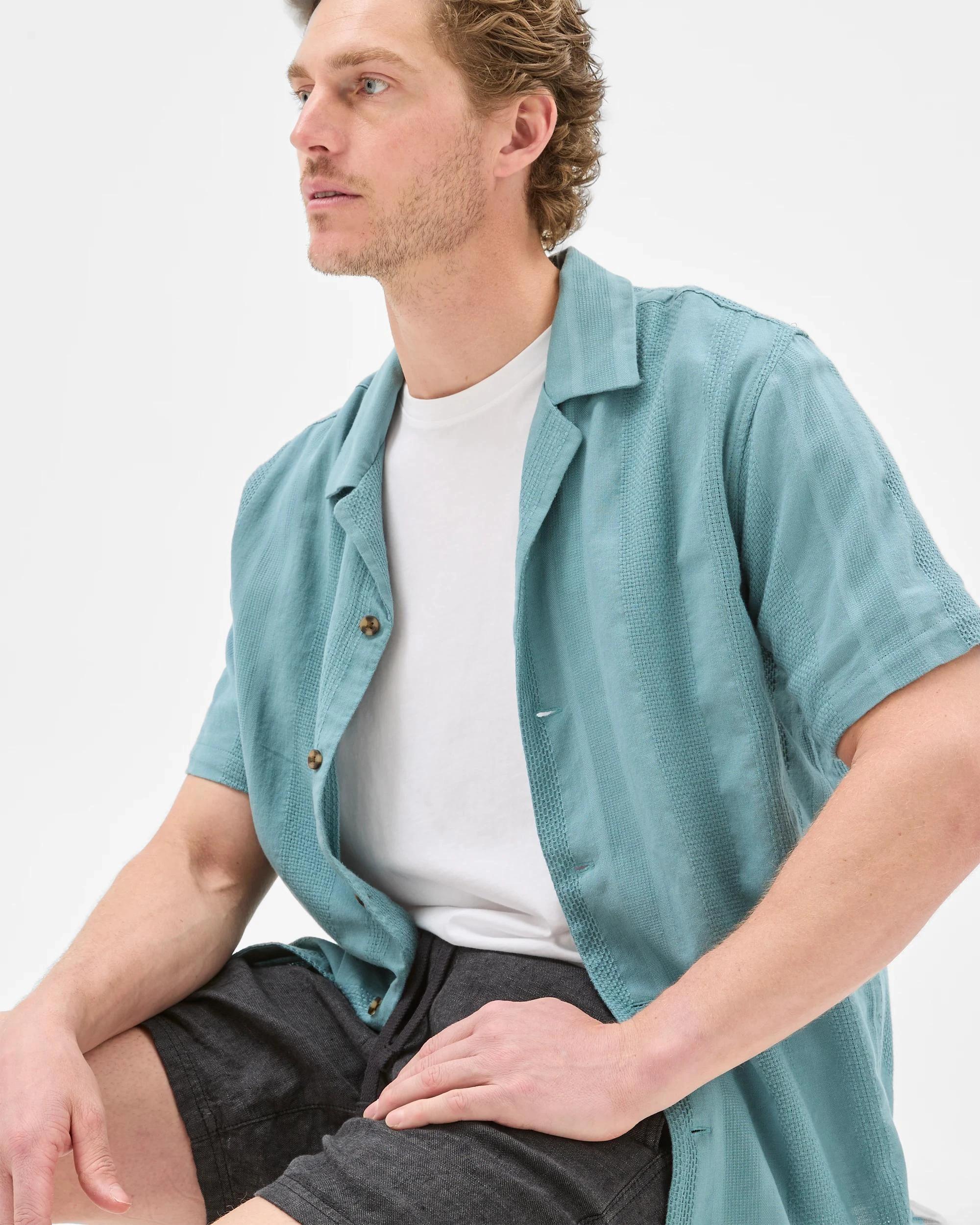 4 Target Australian Cotton Short Sleeve Stripe Shirt GREEN, 4 of 5