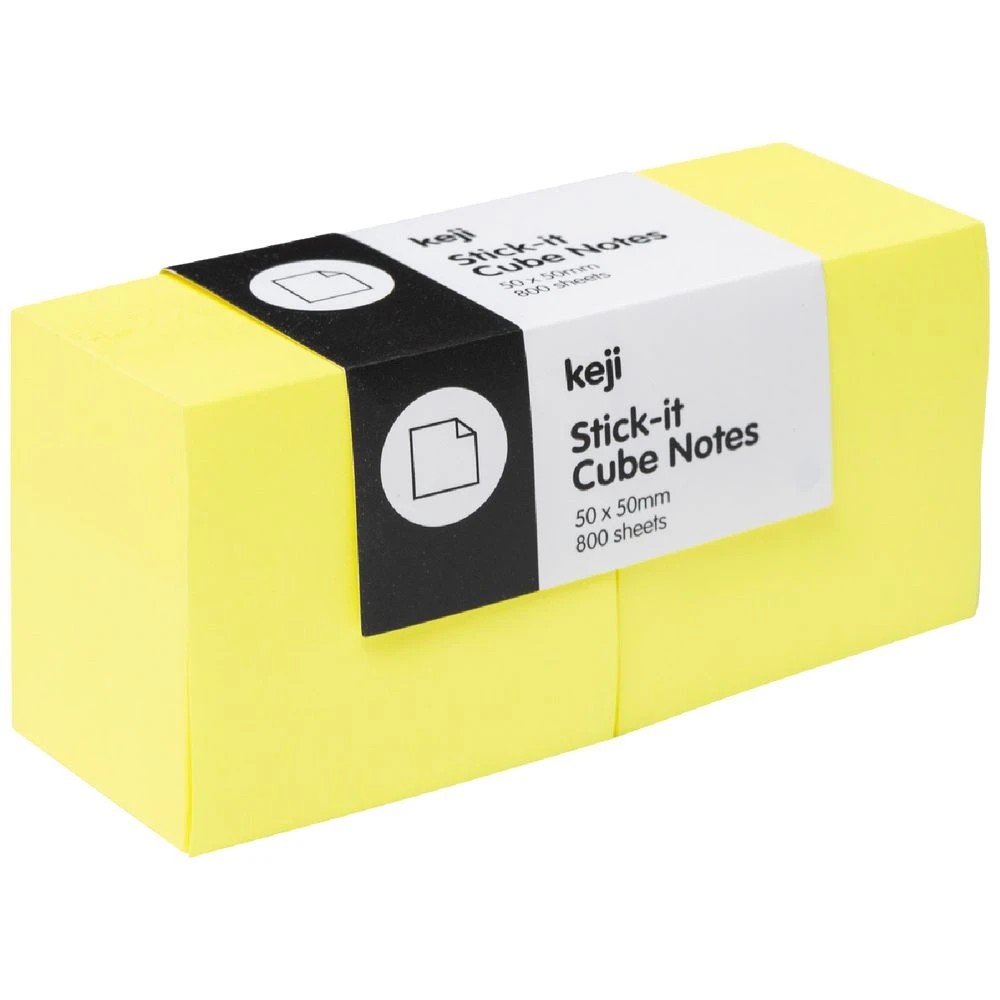 1 Keji Stick-it Cube Notes 50x50mm Neon Yellow 2 Pack, 1 of 3