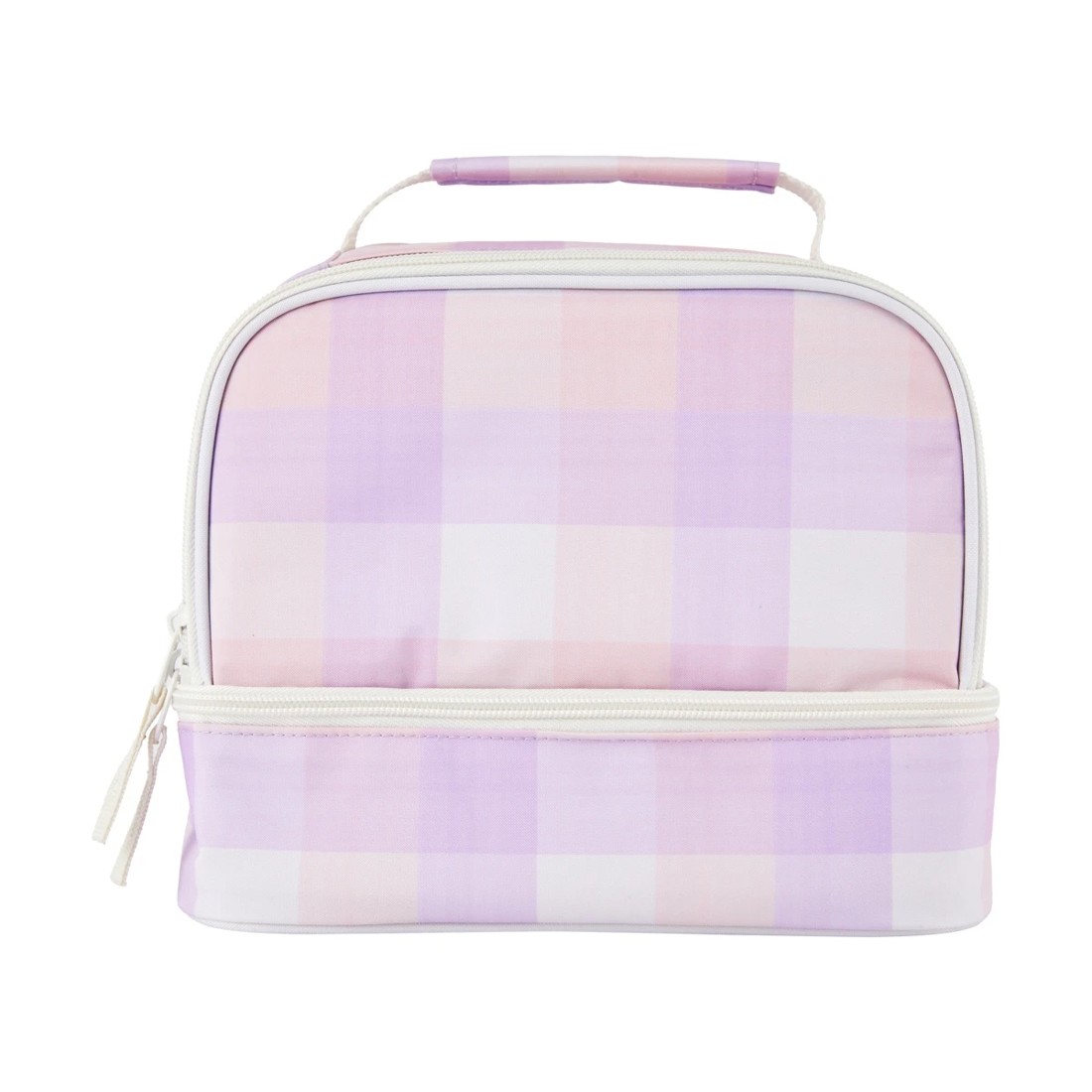 1 Lilac Check Insulated Twin Deck Lunch Bag, 1 of 4