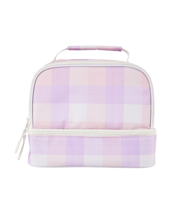 Lilac Check Insulated Twin Deck Lunch Bag