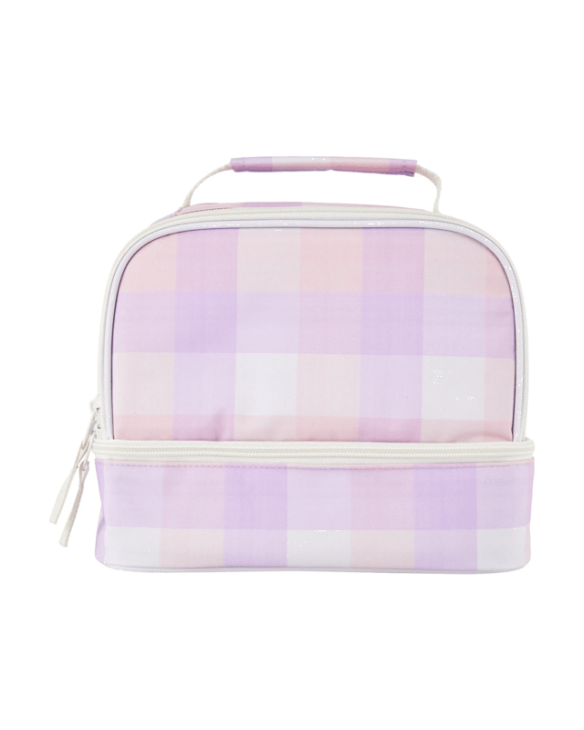 Lilac Check Insulated Twin Deck Lunch