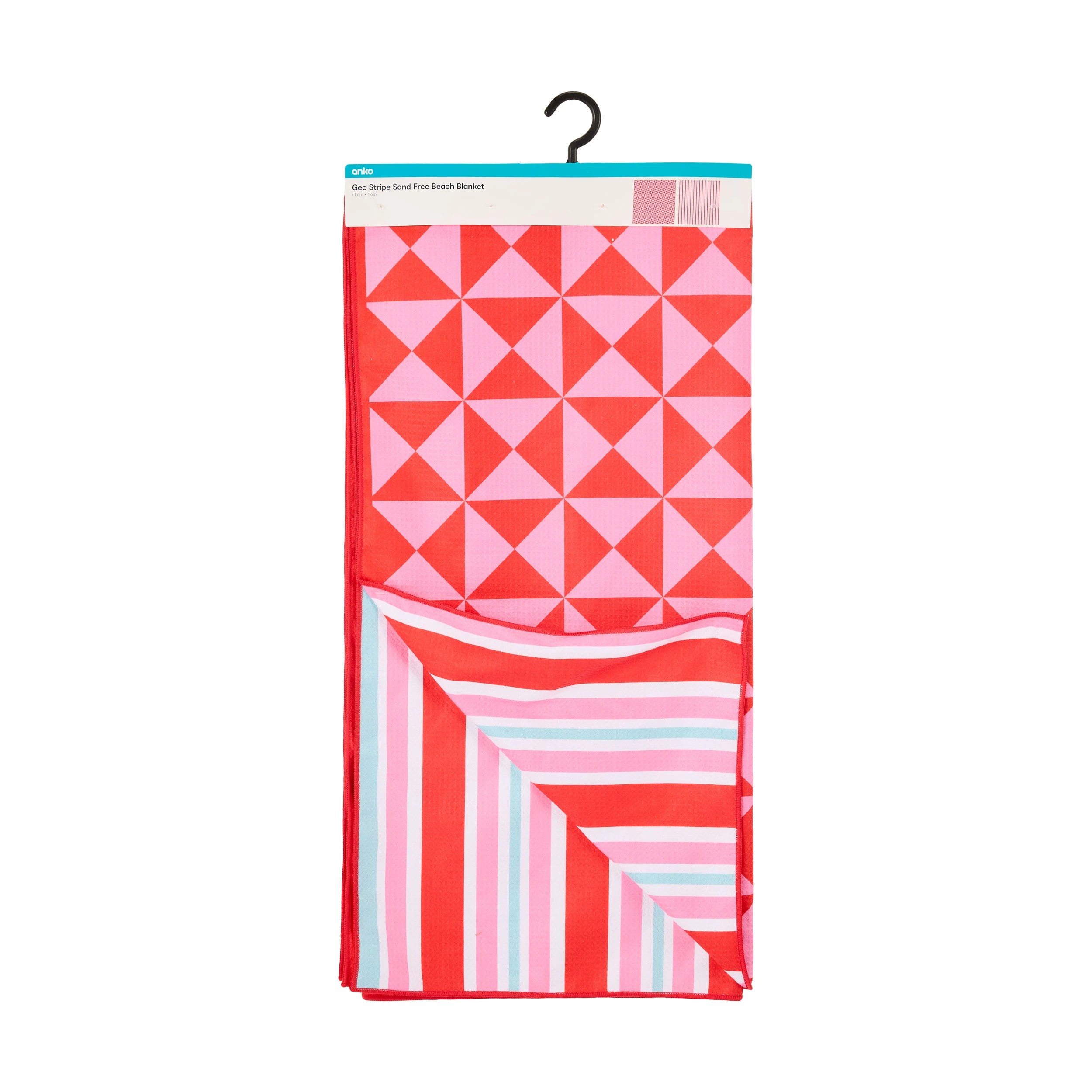 6 Geo Stripe Sand Free Beach Blanket - Red, 6 of 7