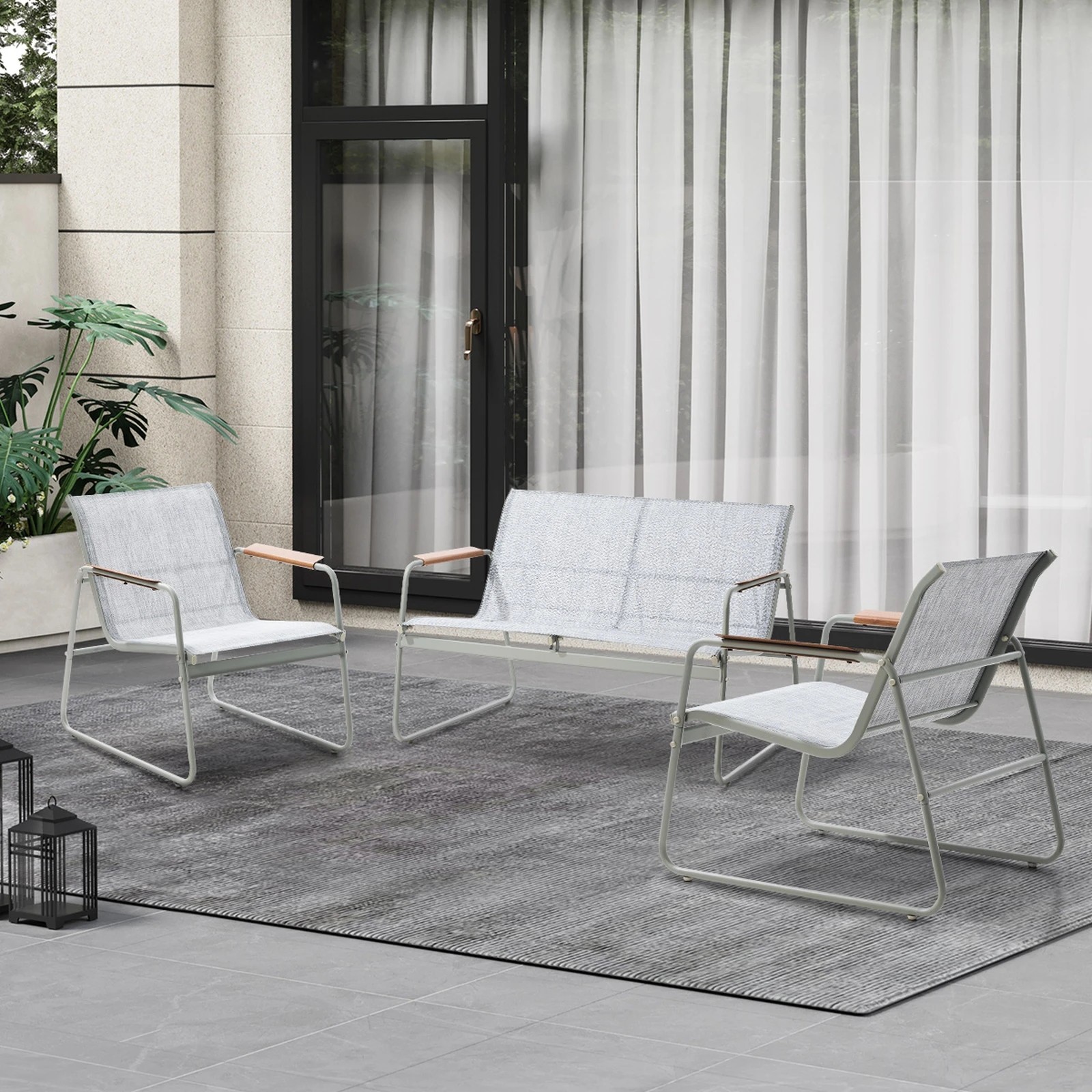 4 Livsip 4 Seater Outdoor Lounge Furniture Patio Set Bench Textilene Sofa Garden - Multi, 4 of 9