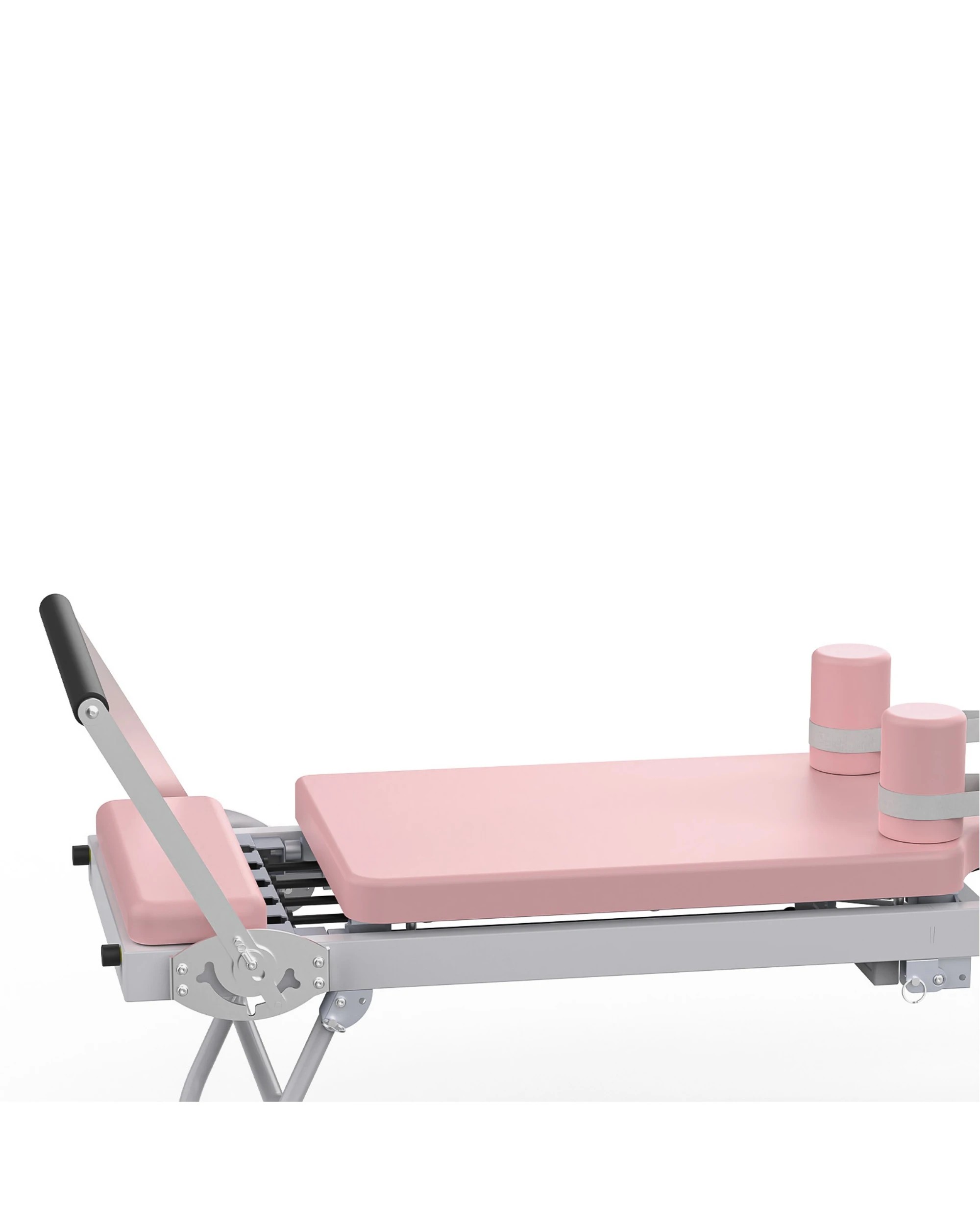 2 Advwin Foldable Pilates Reformer Machine Exercise Equipment with Wheels Pink, 2 of 7