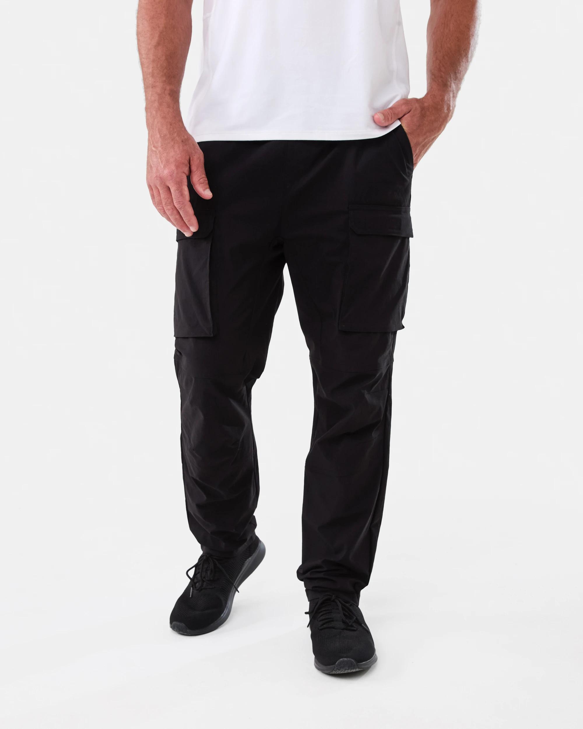 1 Active Mens Woven Cargo Pants BLACK, 1 of 6