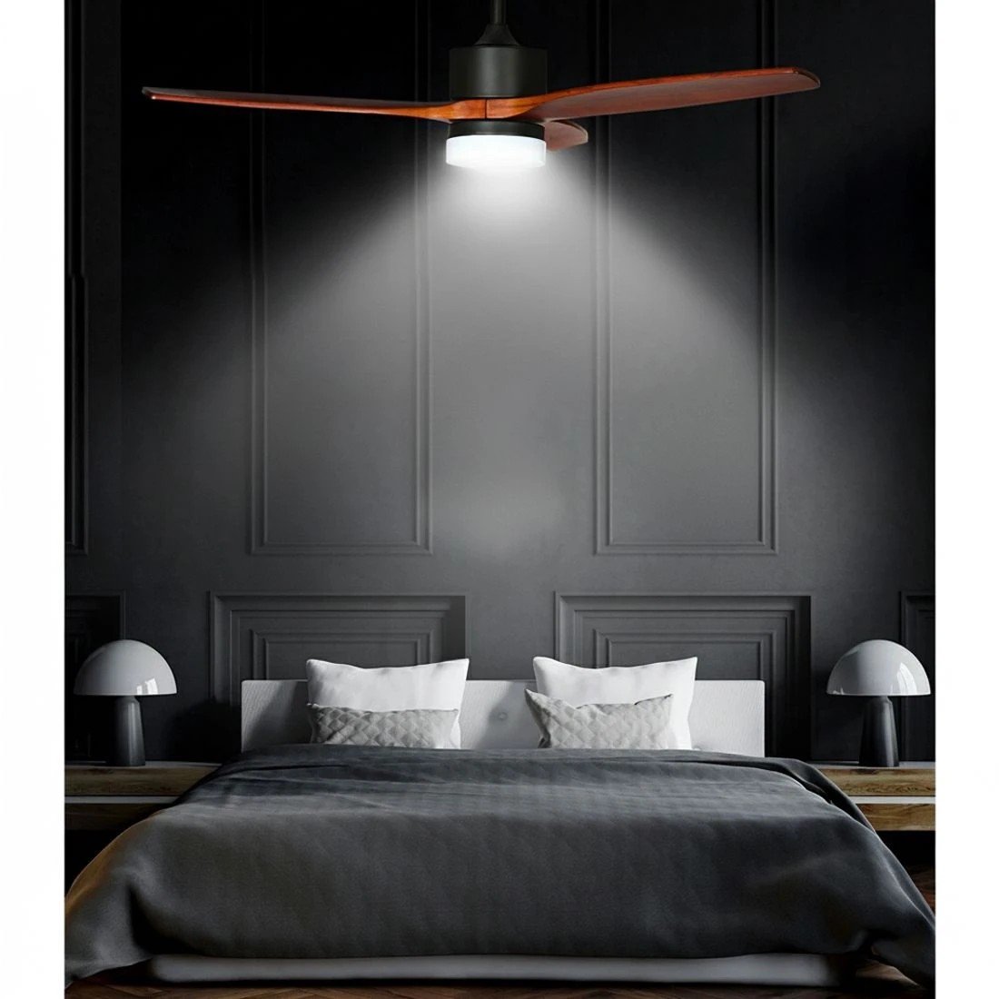 6 Devanti 52'' Ceiling Fan AC Motor 3 Blades w/Light - Dark Wood - Brown, 6 of 6