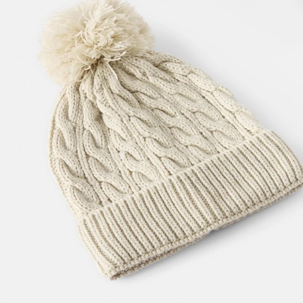 3 Cable Beanie Wht Egret, 3 of 3