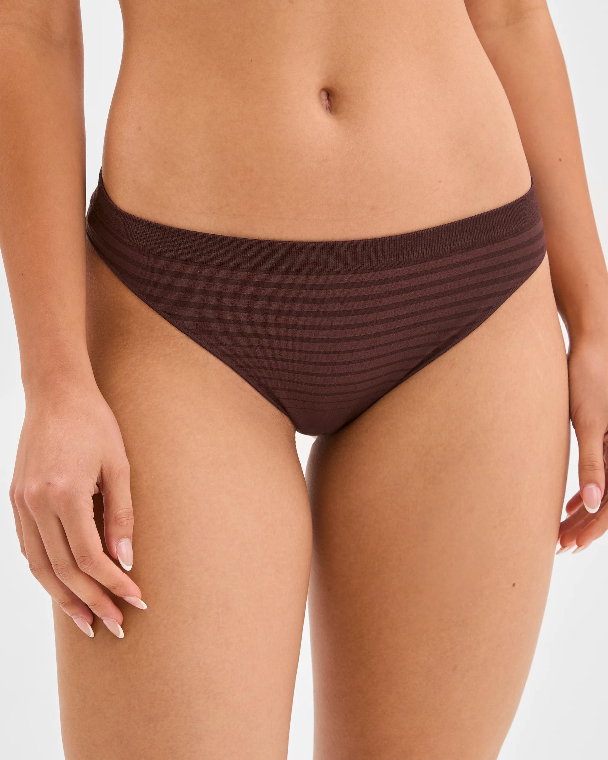 2 Target Woman 2 Pack Seamfree Matte and Shine G-String Briefs WINE TRUFFLE, 2 of 3
