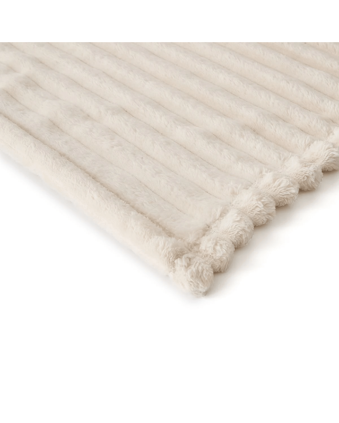 6 Plush Ribbed Blanket - Queen/King Bed, Ivory, 6 of 6
