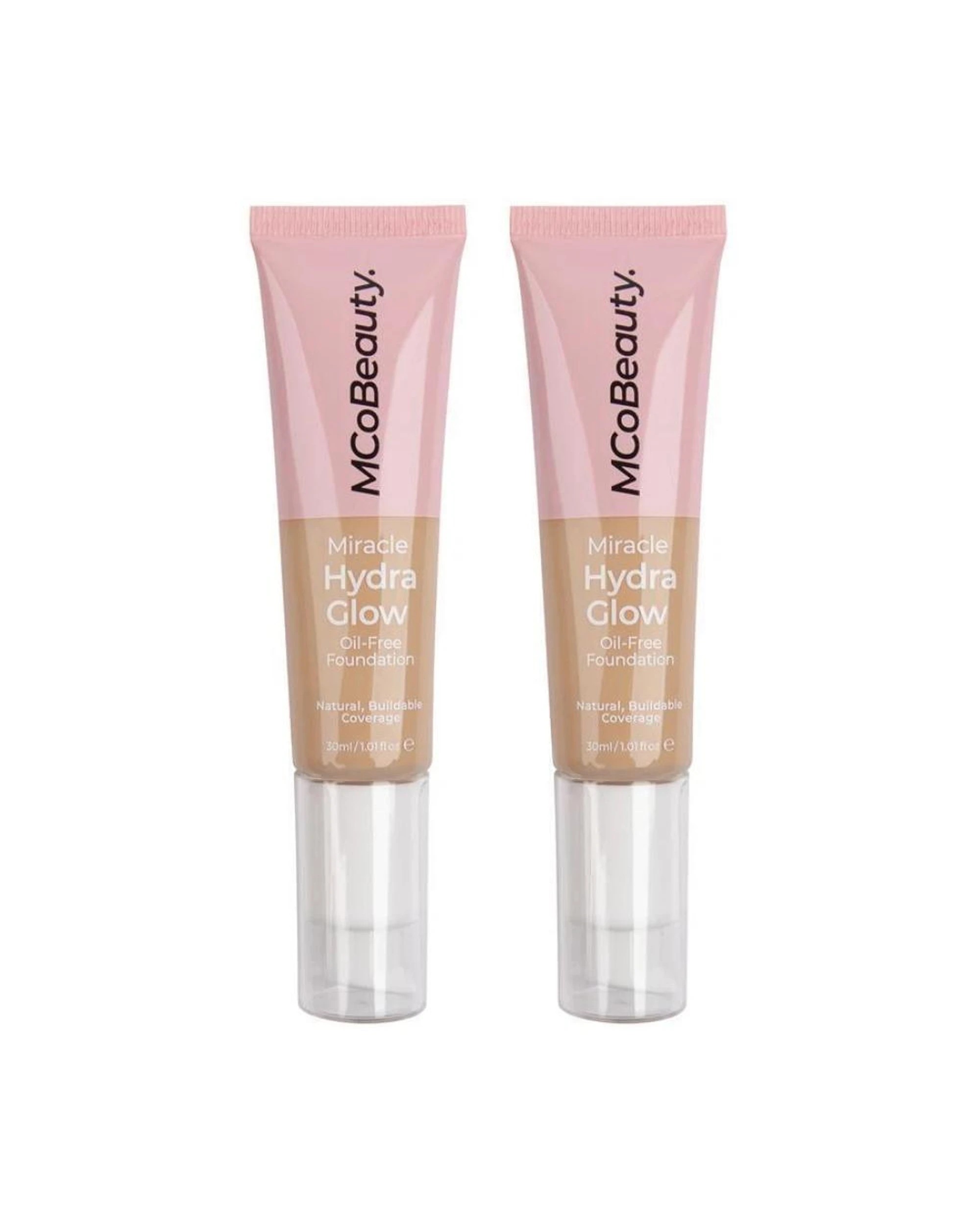 1 2 x MCoBeauty Miracle Hydro Glow Oil Free Foundation 30mL - Medium Buff - Beige, 1 of 5