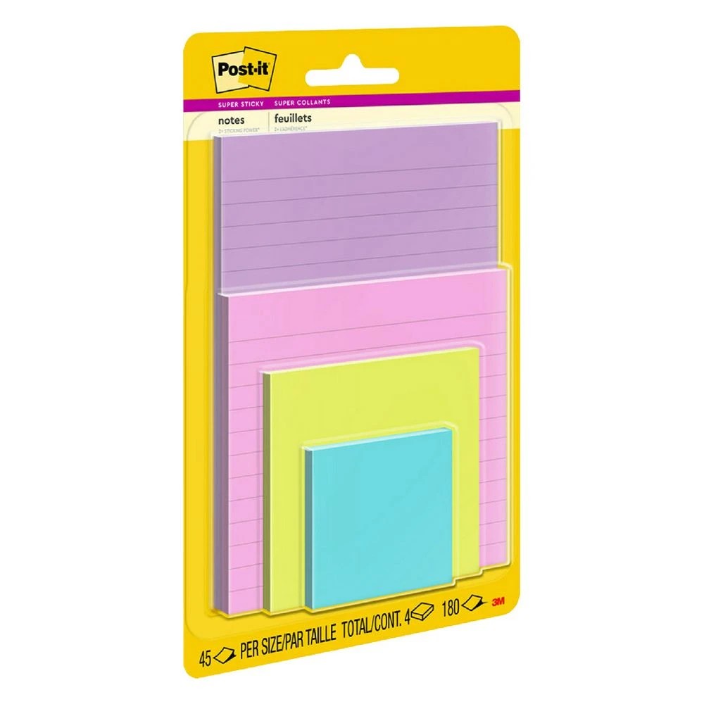 2 Post-it Super Sticky Notes Assorted Sizes SN Neons 4 Pack, 2 of 6