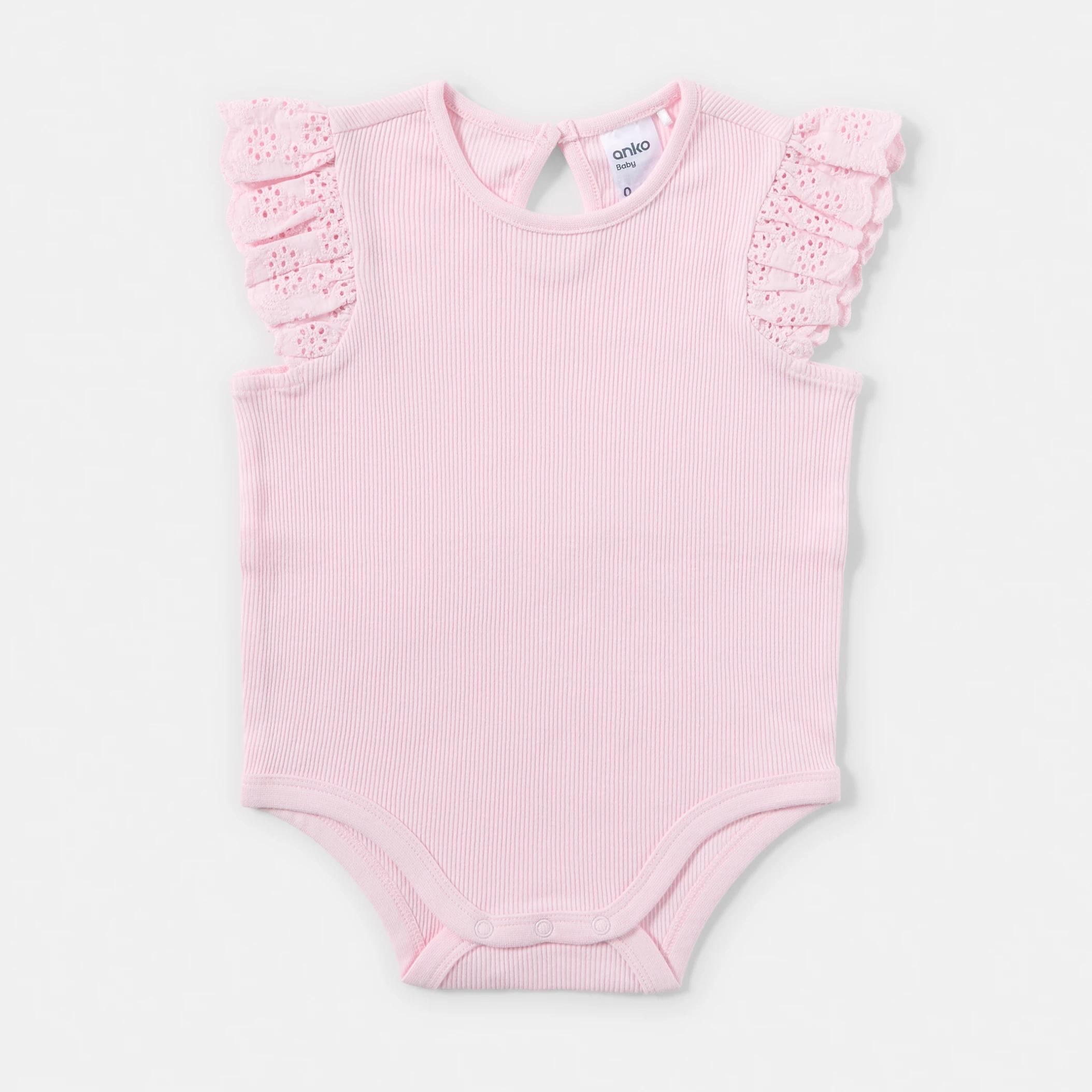 3 2 Pack Sleeveless Broderie Bodysuits PINK MULTI, 3 of 6