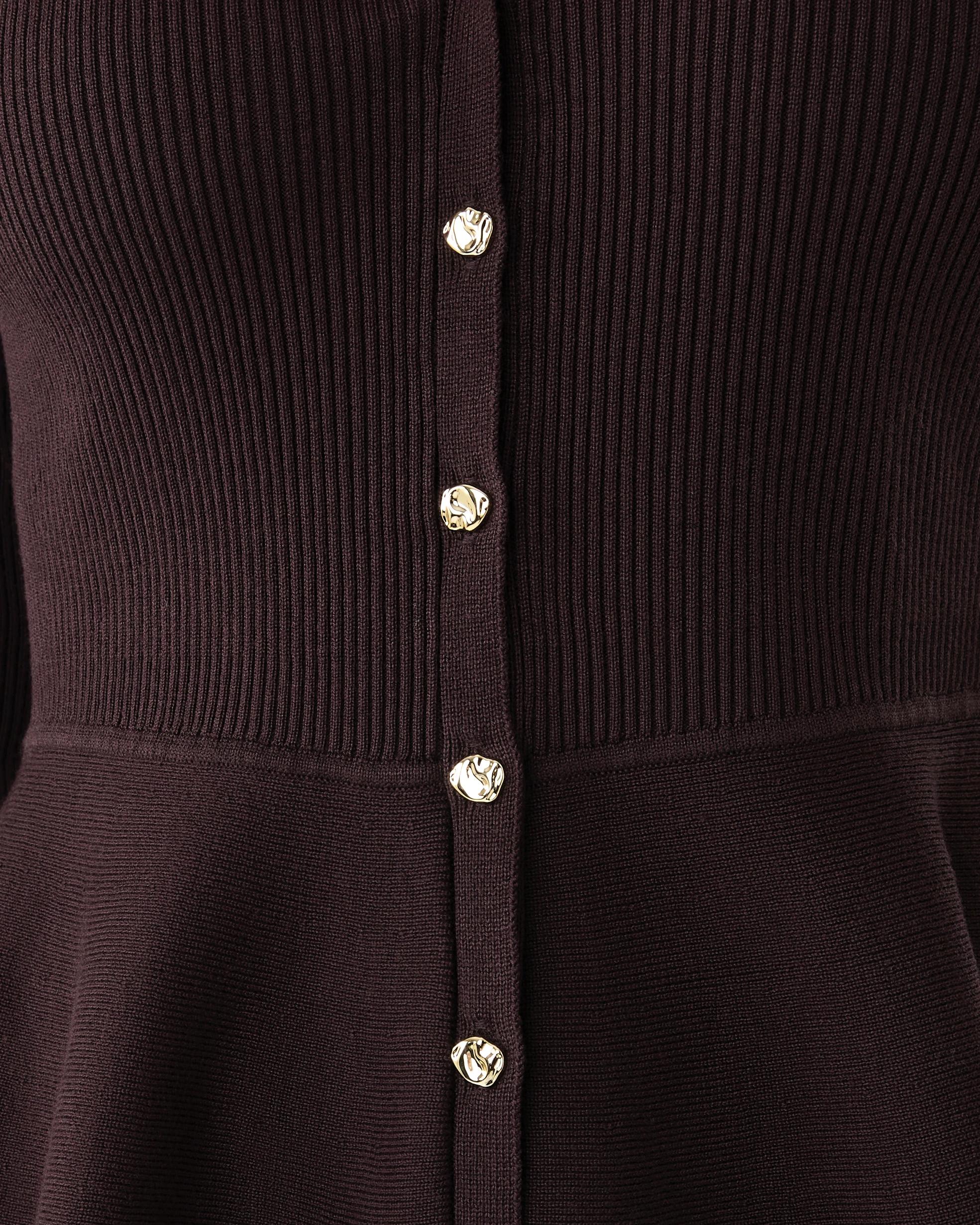 6 Long Sleeve Fitted Peplum Top Choc Plum, 6 of 8