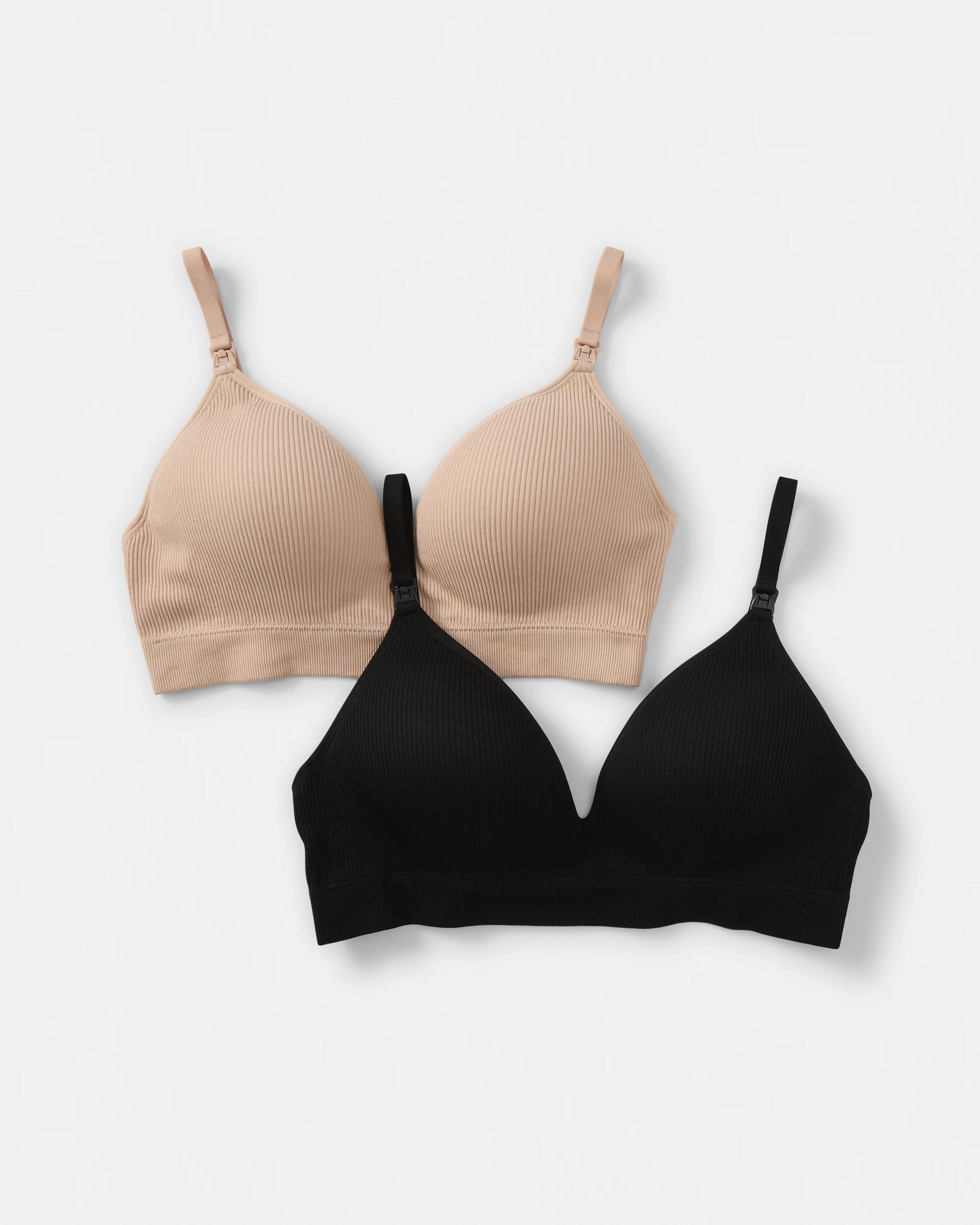 1 2 Pack Maternity Wirefree Seamfree Rib T-shirt Bra Lf Bk, 1 of 10