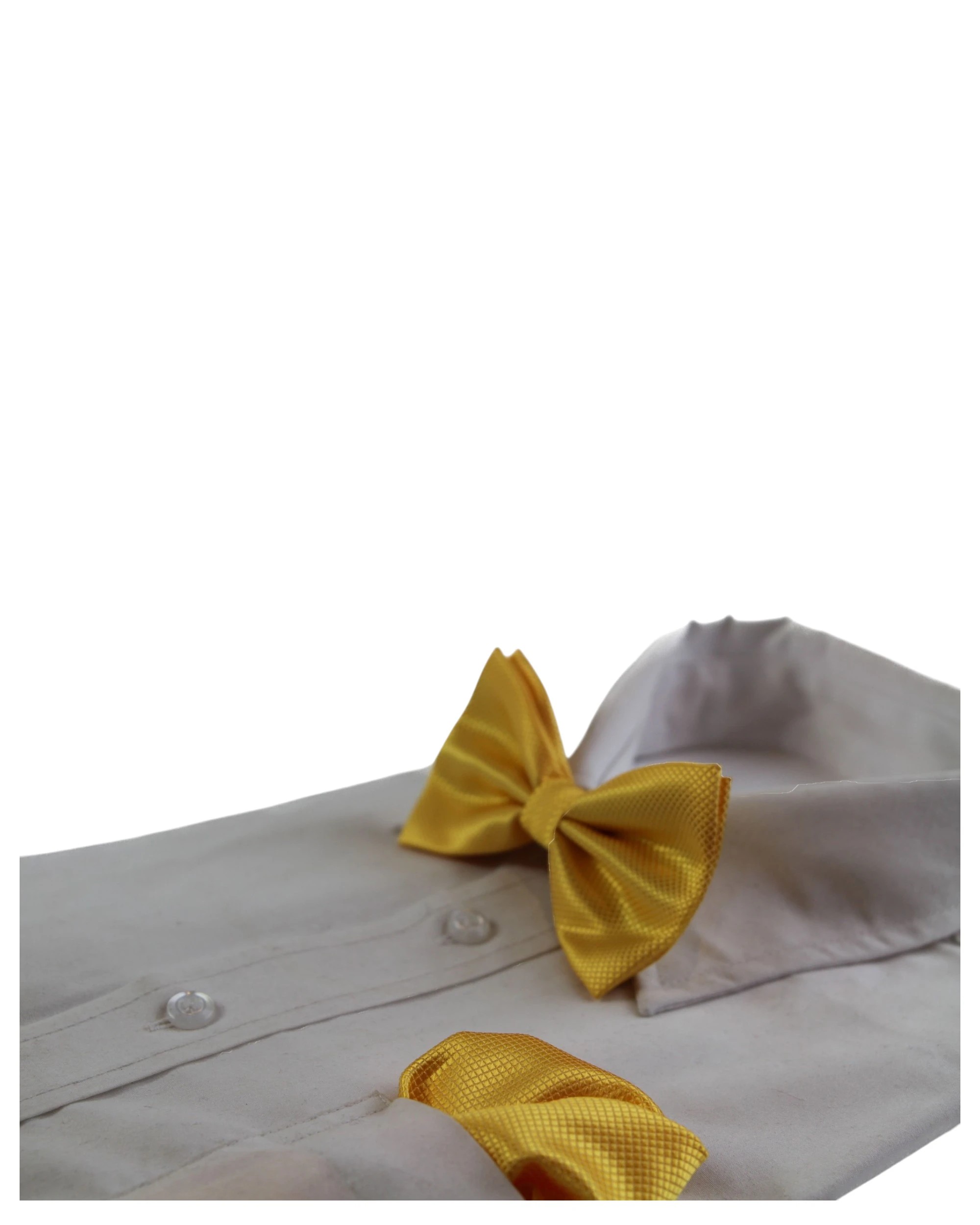 3 Zasel Mens Plain Coloured Checkered Bow Tie & Matching Pocket Square Set - Yellow - Yellow, 3 of 4