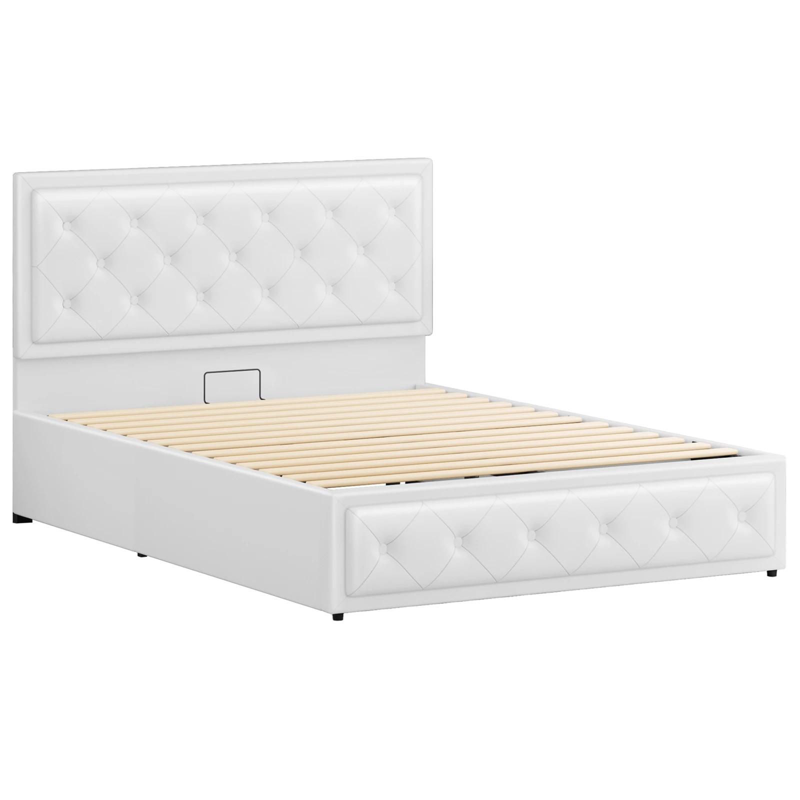 10 Alfordson Bed Frame Double Size Gas Lift Storage Mattress Base Leather Dinana - White, 10 of 10
