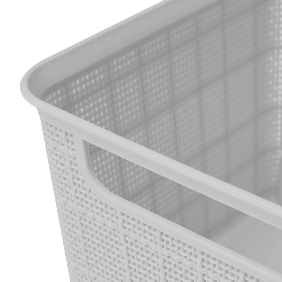 6 15.5L Square Linen Weave Basket - Grey, 6 of 7